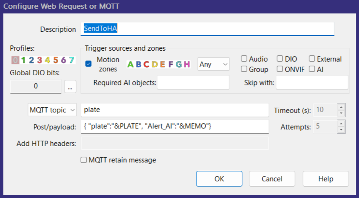 MQTT Metadata Payload Settings