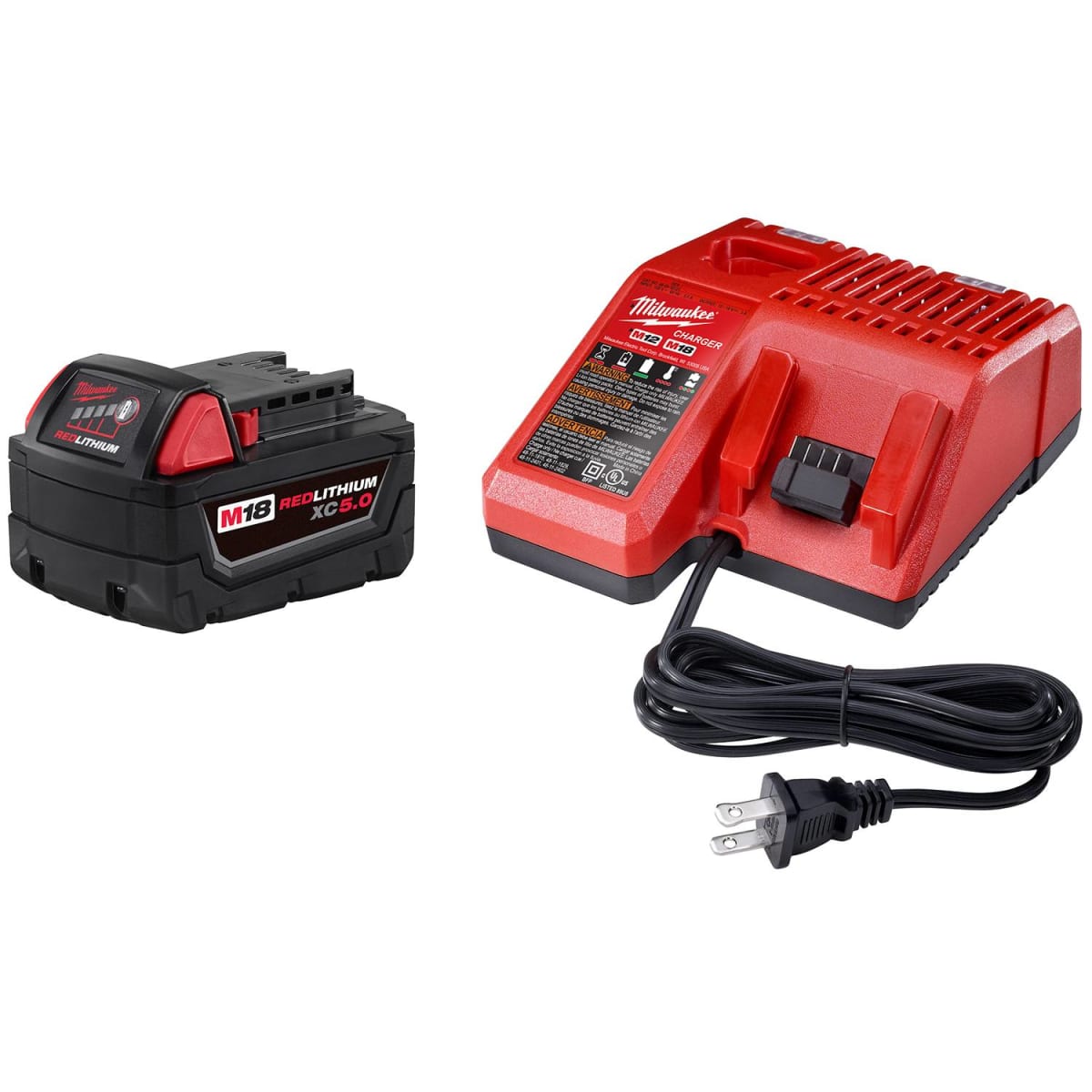 Kit de inicio milwaukee 48-5950 batería m18 redlithium 5ah con cargador 220v