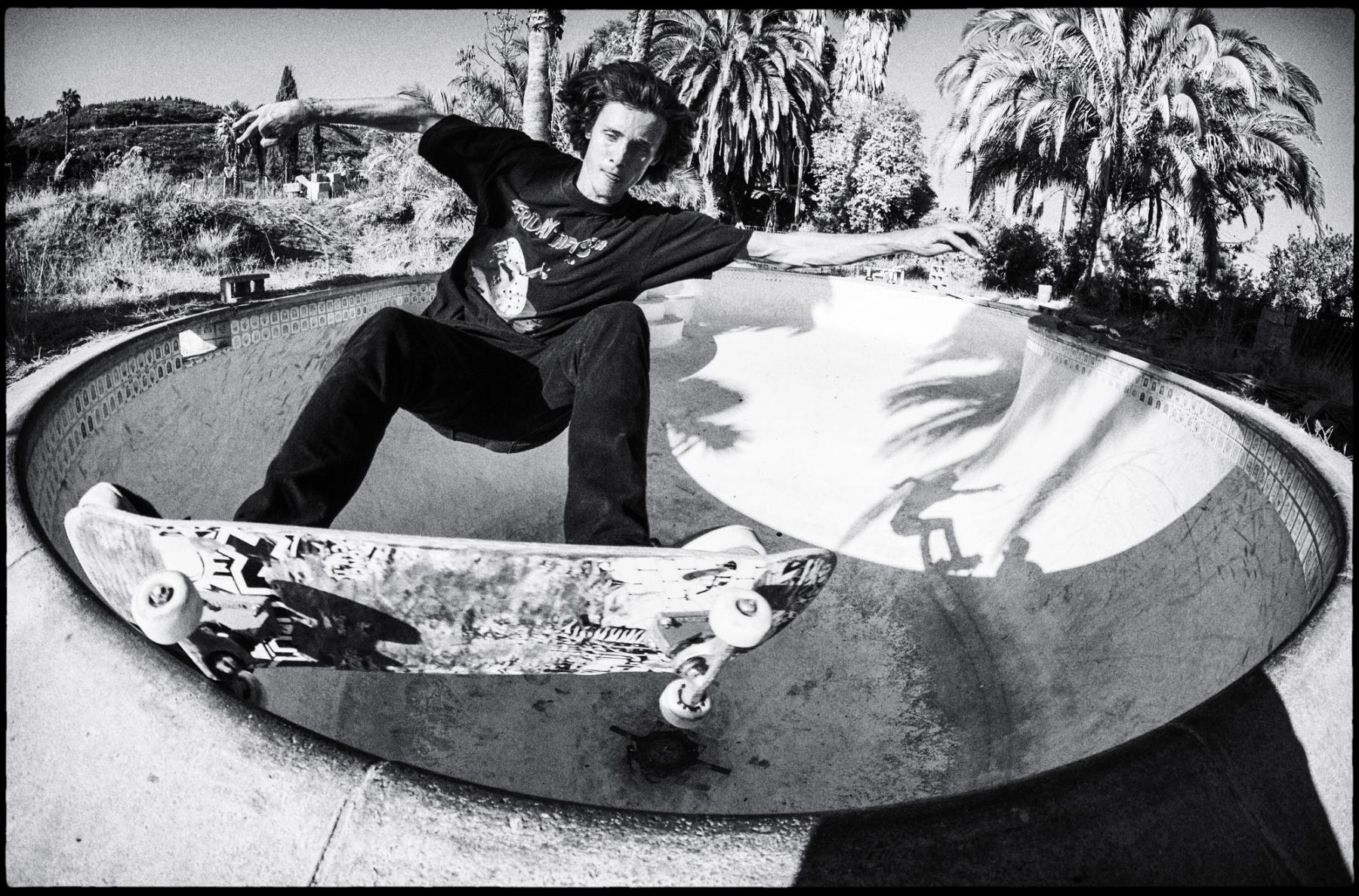 Frontside grind in an old Camarillo Heights pool.