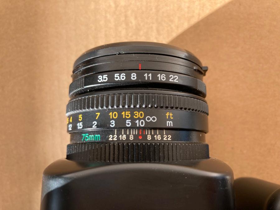 Though there won’t be a click, there’s enough room to land in between stops on the 75mm lens for the Mamiya 6.