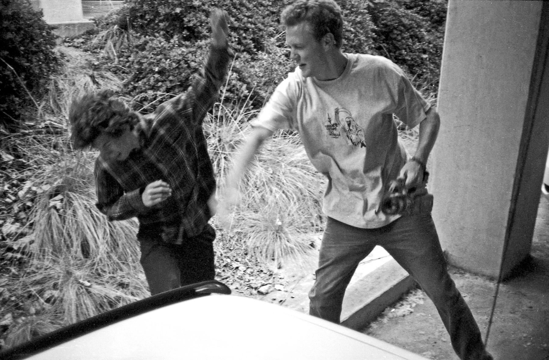 Bad sleep makes tensions flare. Ryan and Rielly, Santa Cruz, CA.