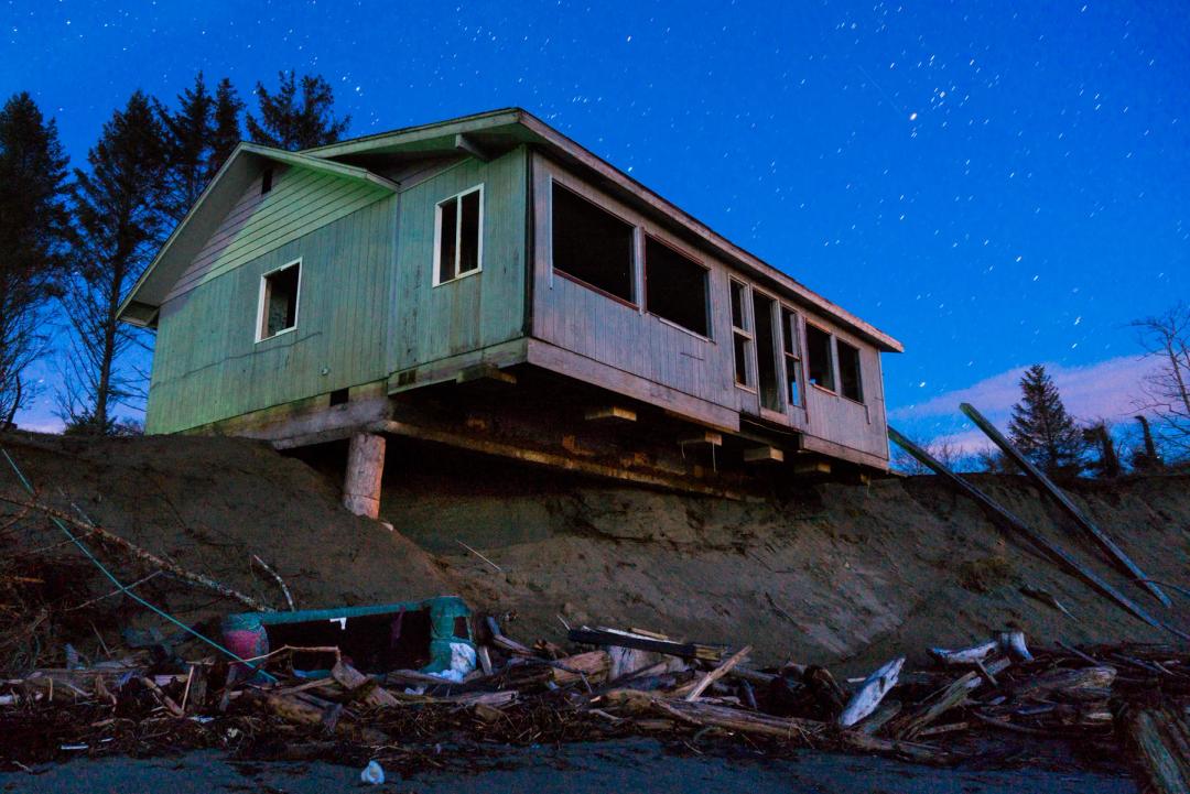 With no choice but to leave, residents left their house abandoned as it teeters on the edge of the erosion at Washaway Beach.