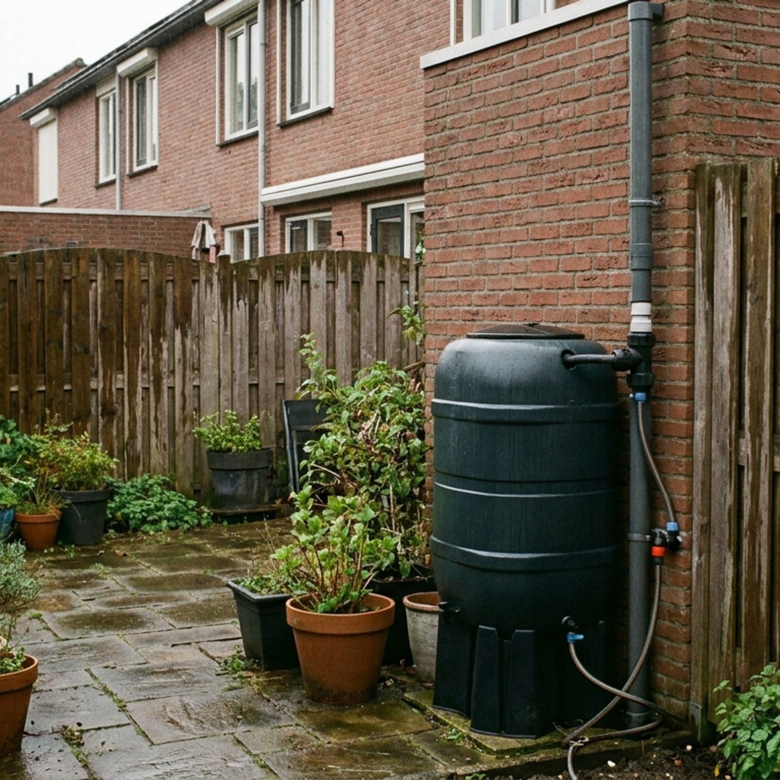 Regenwateropvang bij een rijtjeshuis