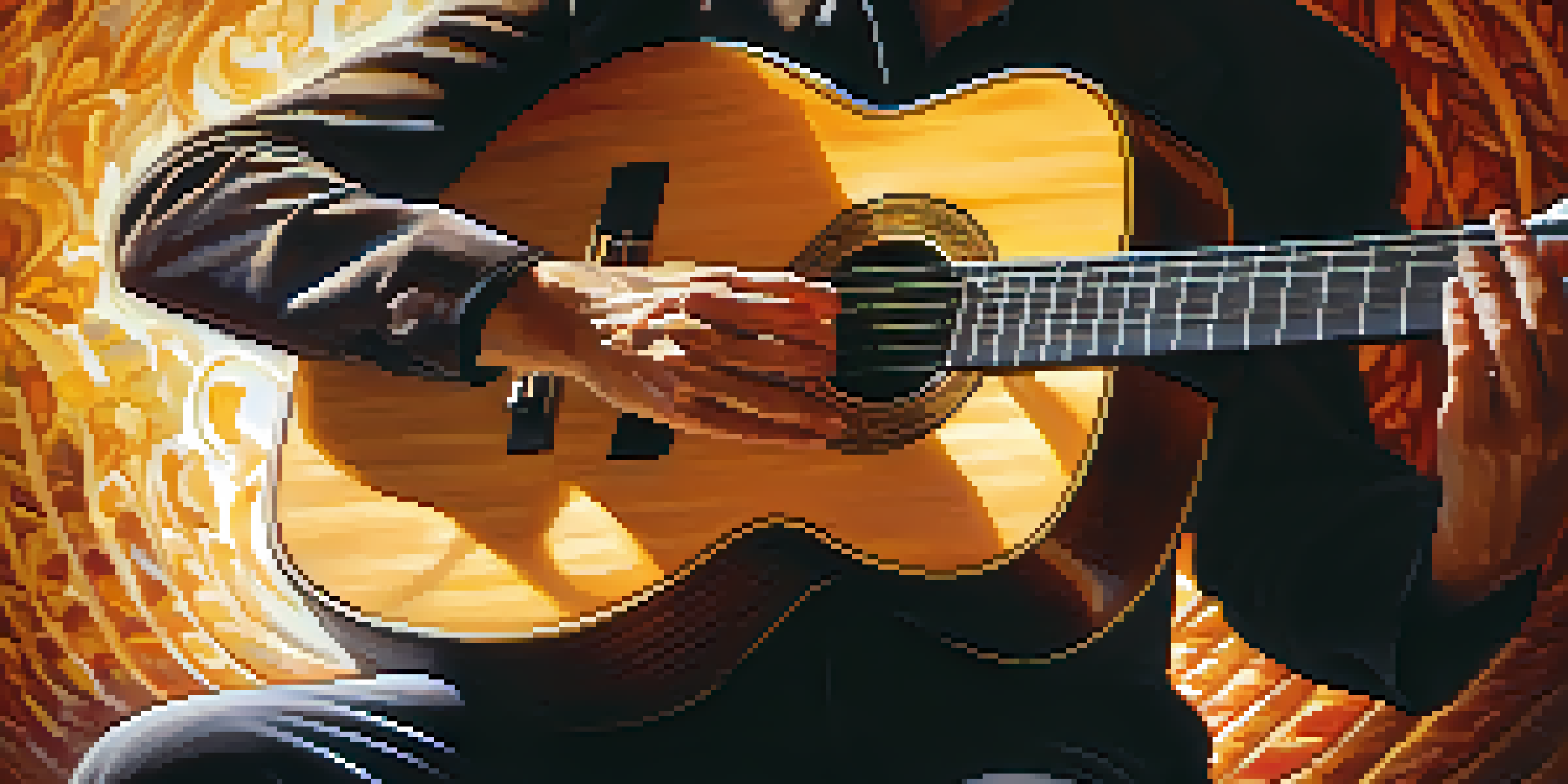 A close-up of a flamenco guitarist's hands playing the guitar, highlighting intricate finger techniques and polished wood.