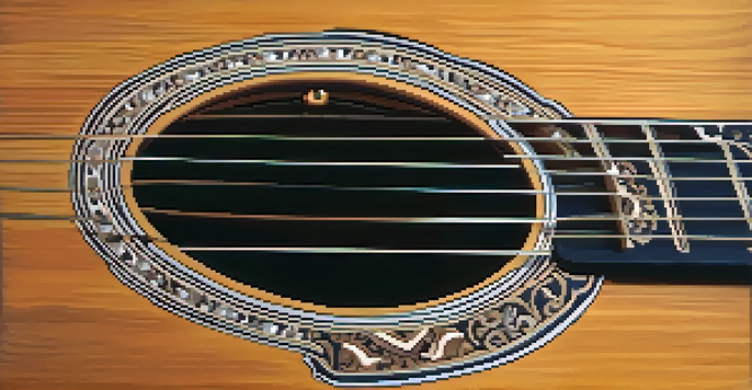 A close-up view of an acoustic guitar's interior, focusing on the intricate bracing patterns and natural wood textures, illuminated by soft lighting.