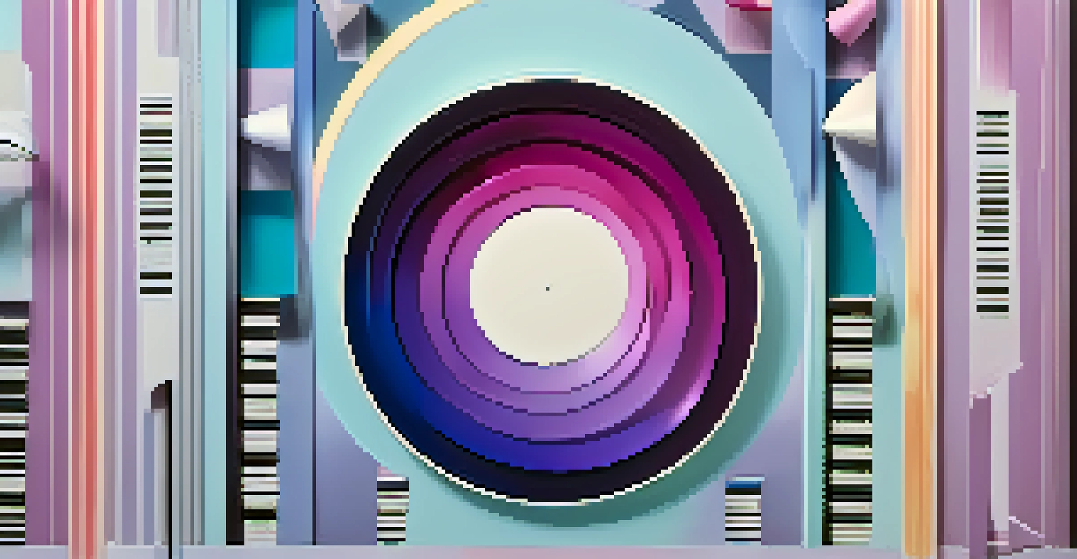 An abstract illustration showcasing different reverb effects with colorful sound waves and artistic shapes.