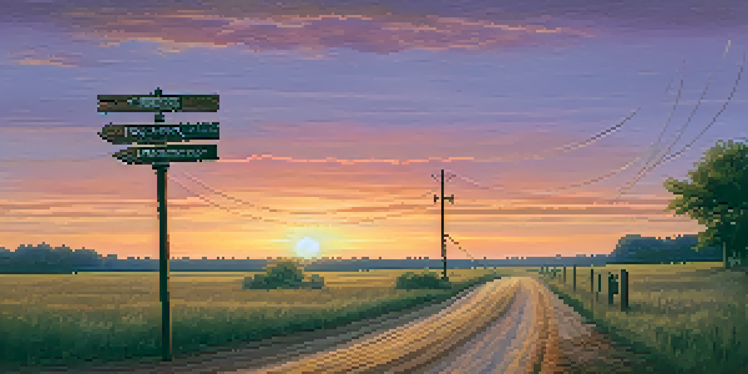 A rustic crossroads in Mississippi at dusk, featuring a wooden signpost and a vintage acoustic guitar.