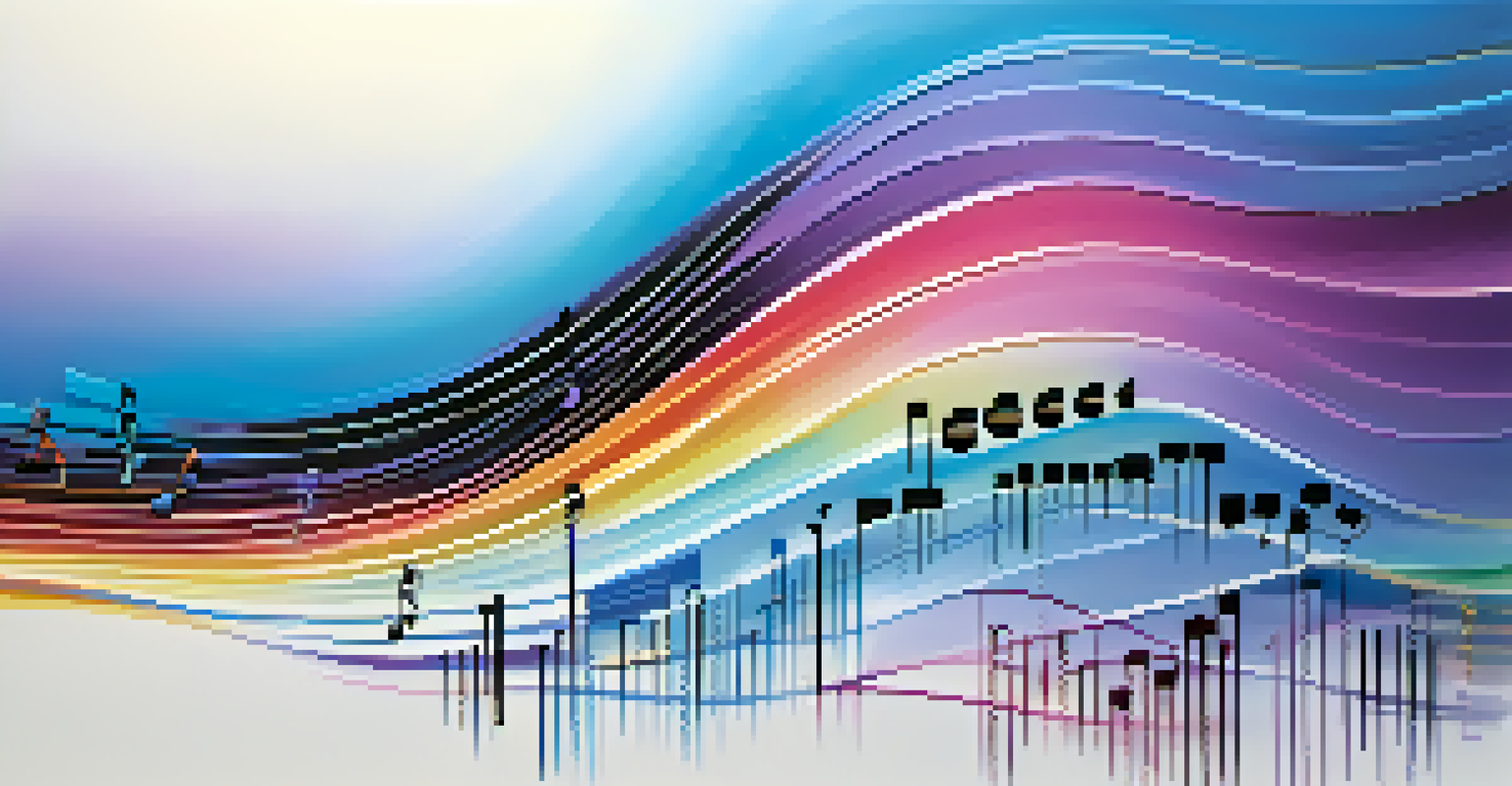 Colorful sound waves representing musical notes and intervals against a gradient background.
