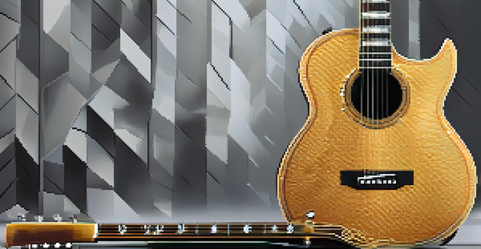 A close-up of a carbon fiber guitar, highlighting its textures and patterns against a softly lit background.