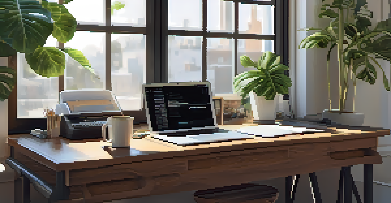 An inspiring workspace with a laptop, headphones, and notes for a guitarist focused on transcription.