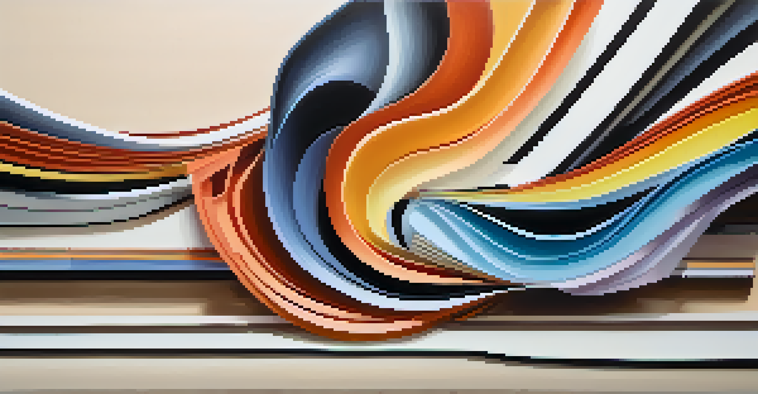 An abstract image showing flowing lines and shapes representing musical intervals with contrasting colors.