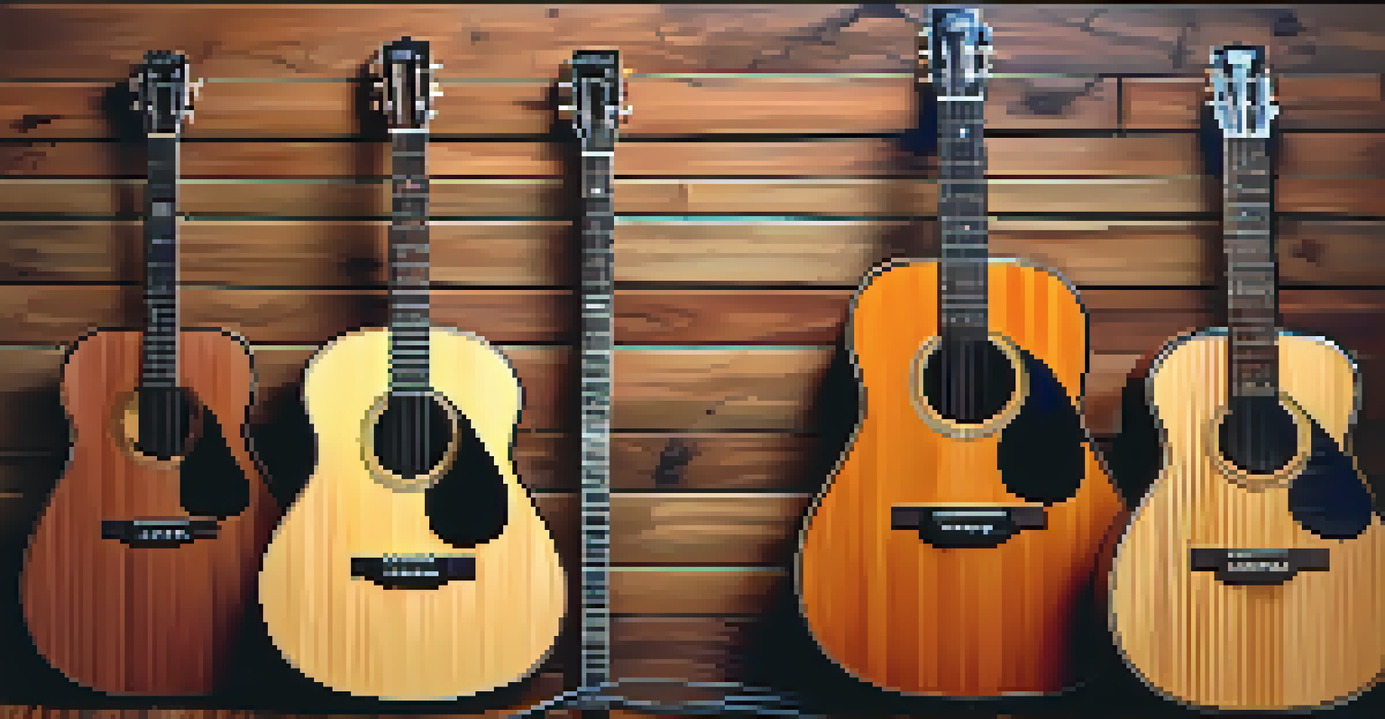 An artistic display of different guitar strings on a wooden surface, with labels indicating their gauges, illuminated by soft light.