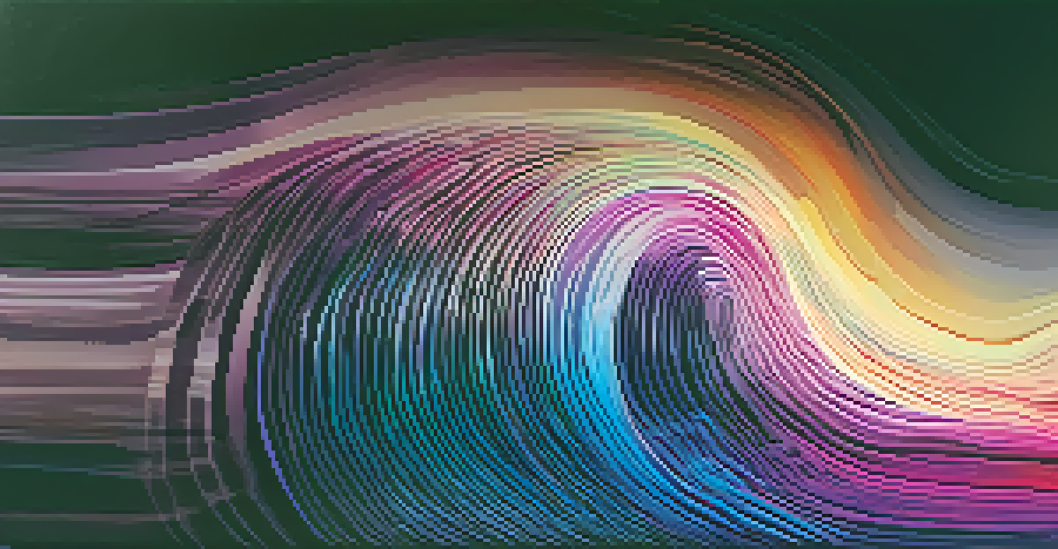 An abstract sound wave in vibrant colors, symbolizing musical creativity with a dynamic flow.