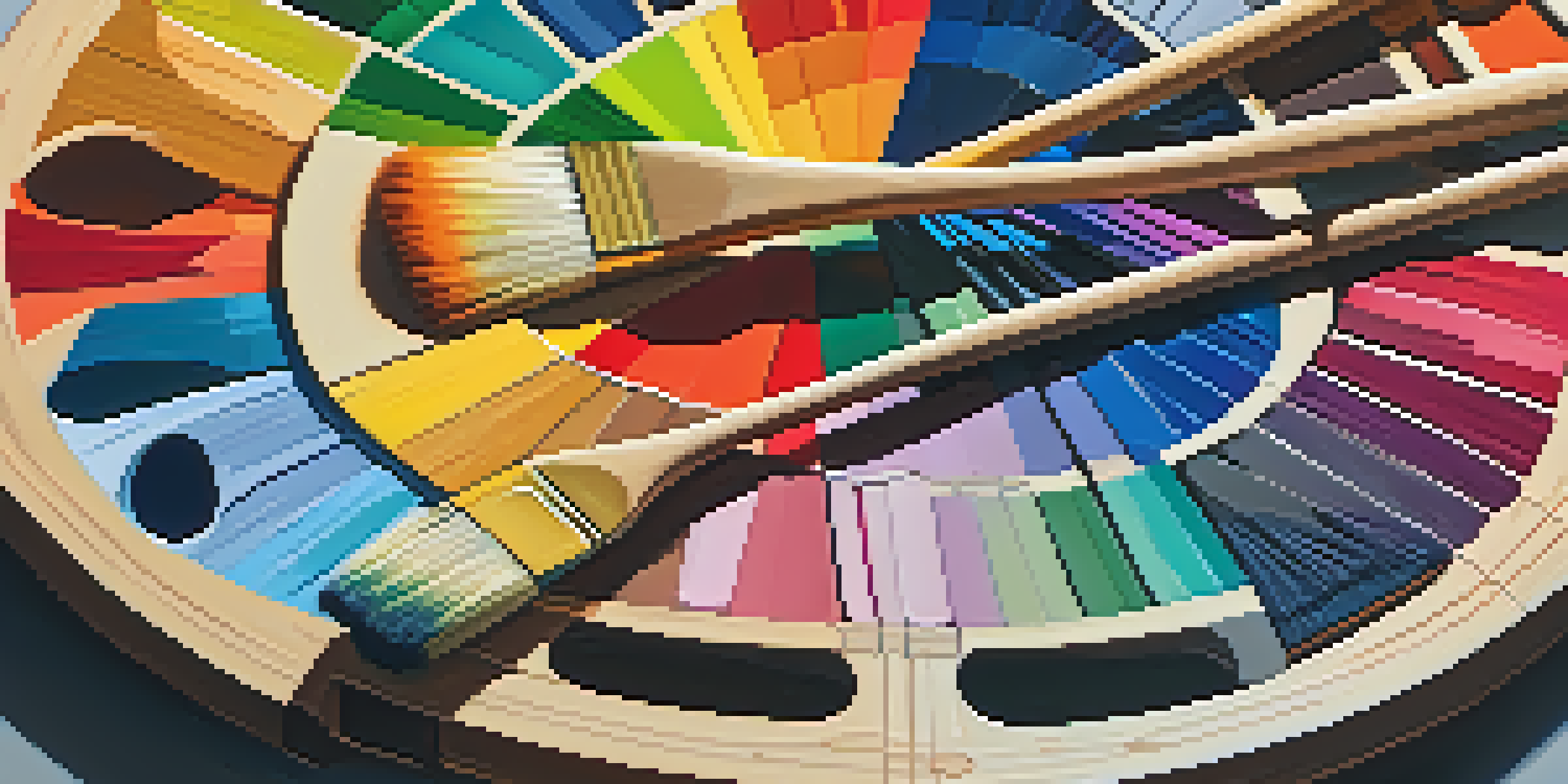 A close-up of an artist's palette with various vibrant colors, symbolizing different musical intervals.
