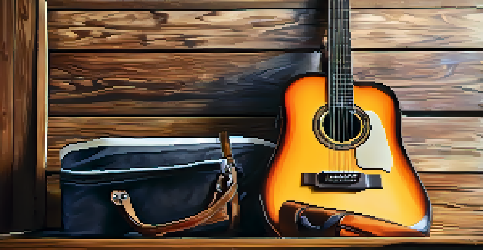 A colorful modern guitar made from synthetic materials displayed on a wooden table.