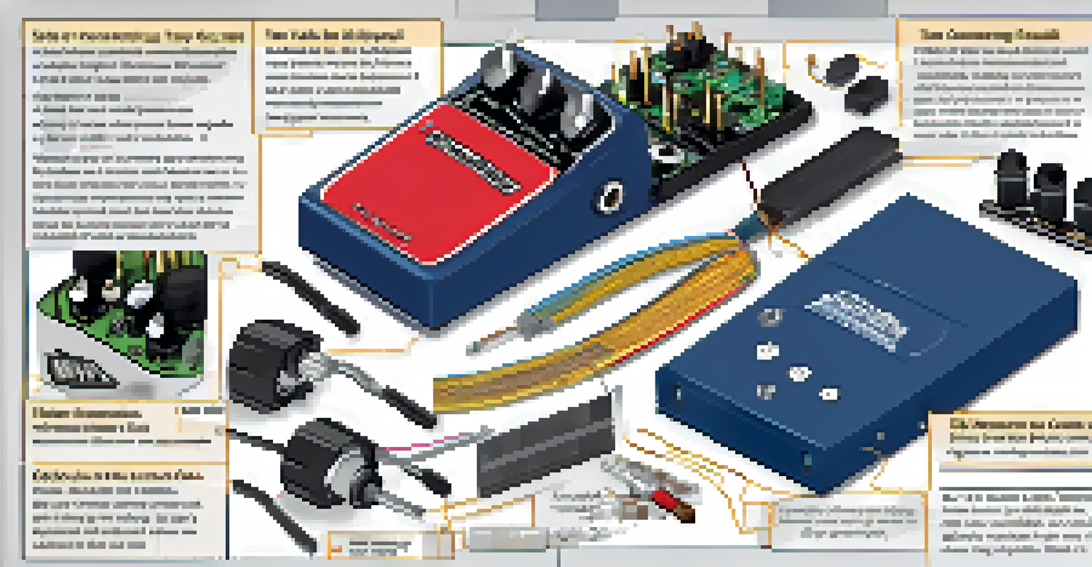A visual guide showing the step-by-step assembly process of a guitar effects pedal, including labeled diagrams and tools in a clean workspace.