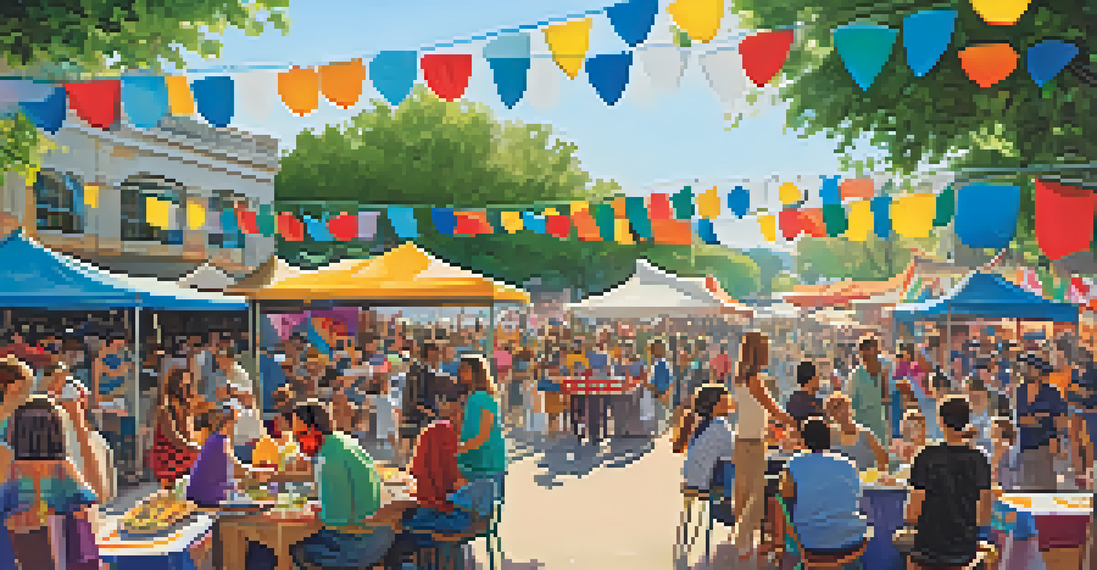 An outdoor community music event with live guitar performances and a diverse crowd enjoying the atmosphere.