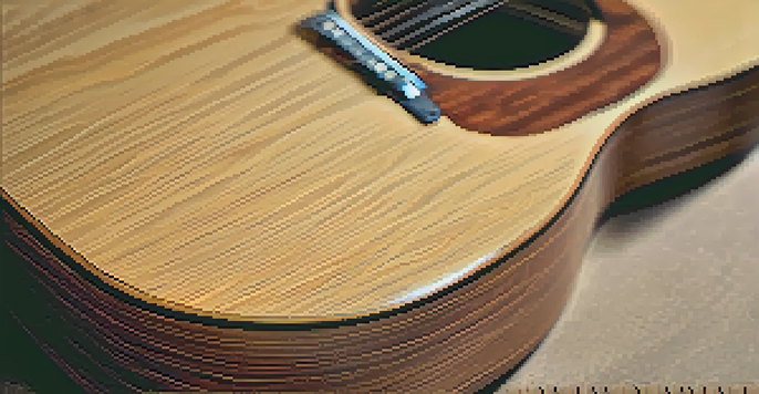 A detailed view of a guitar neck with dents and cracks, accompanied by tools for repair.