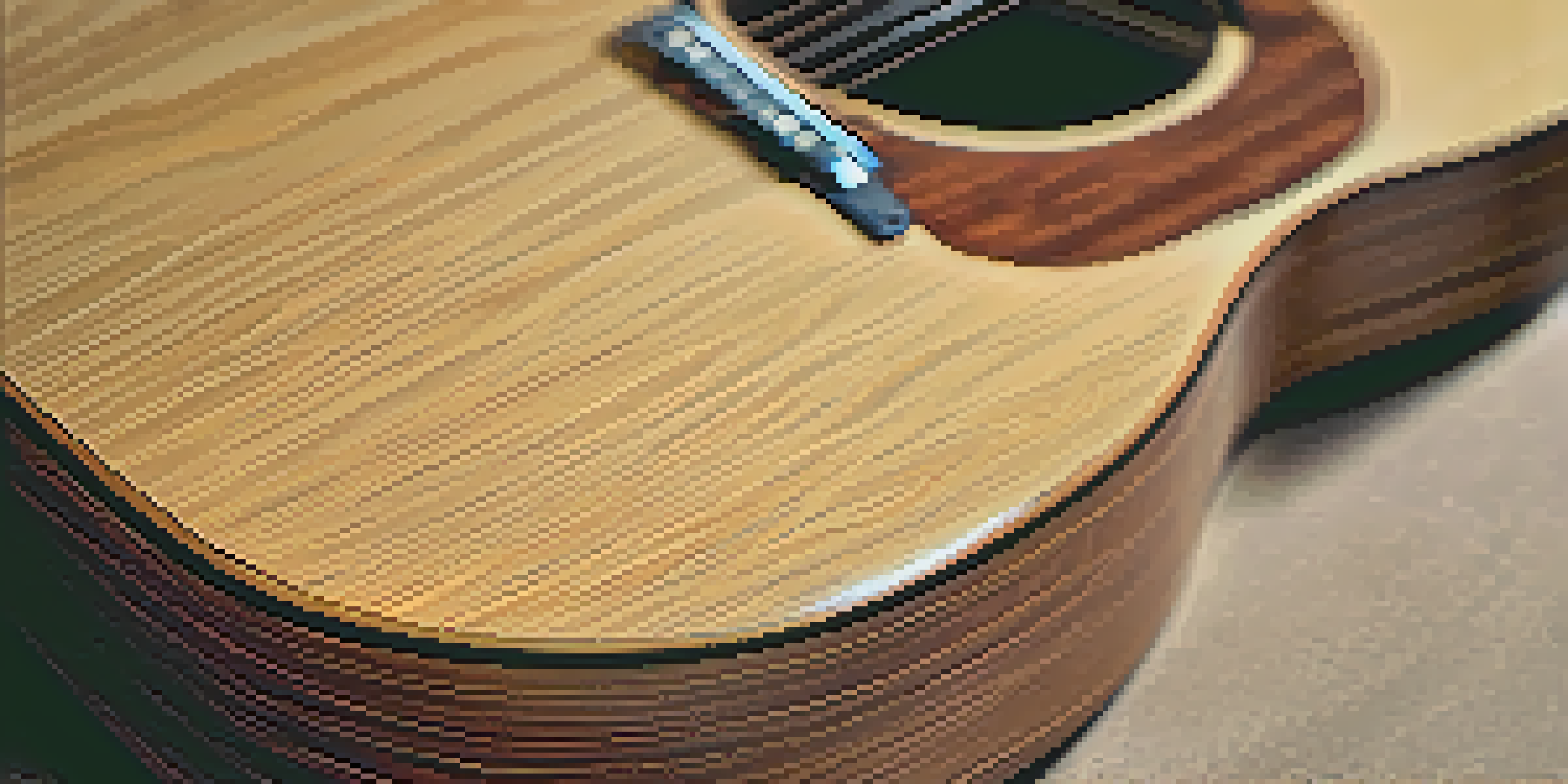 A detailed view of a guitar neck with dents and cracks, accompanied by tools for repair.