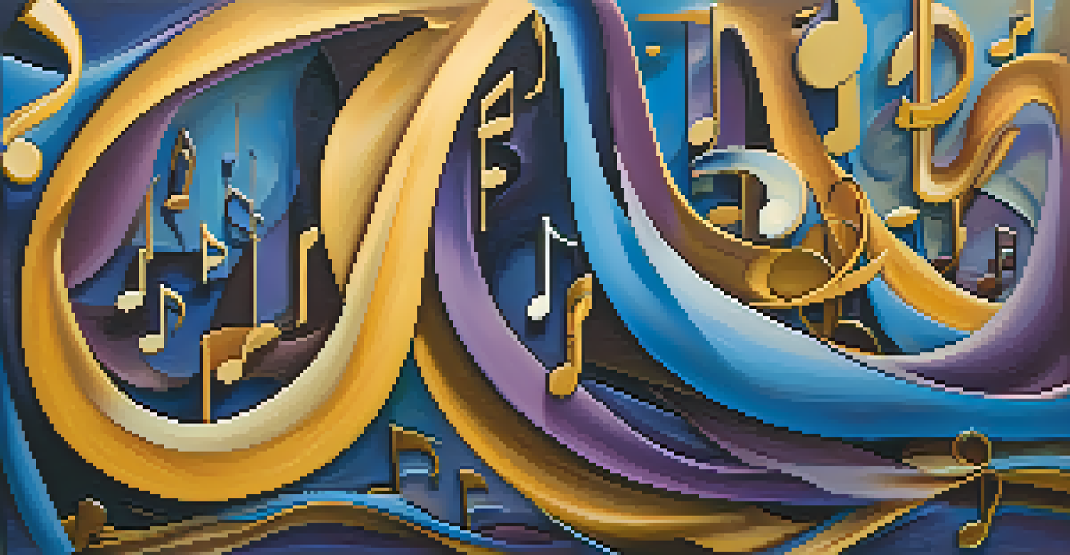 An abstract image of flowing musical notes in vibrant colors, creating a sense of rhythm and movement.
