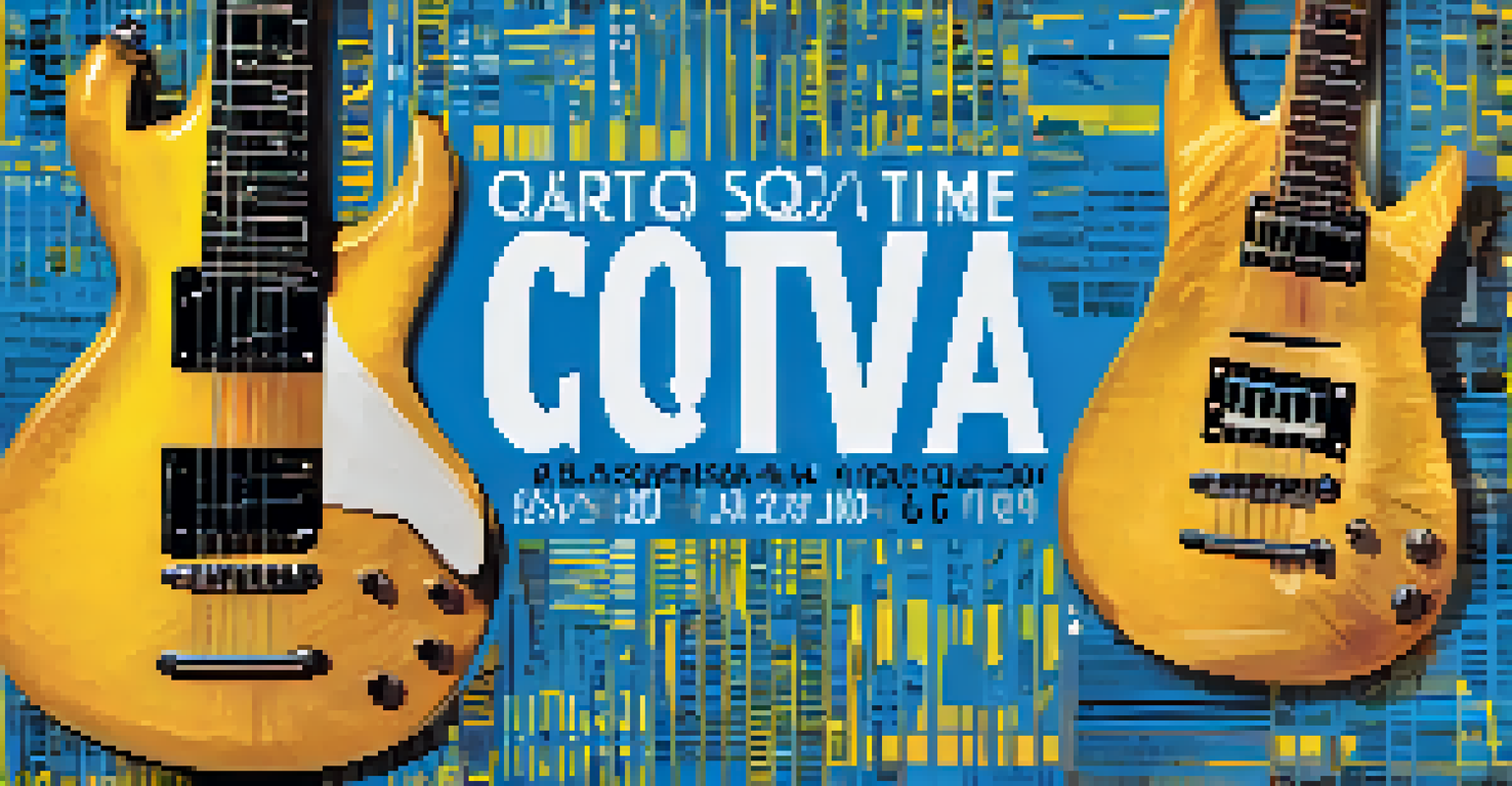 A promotional graphic for a guitar live Q&A session with bold text and a colorful background.