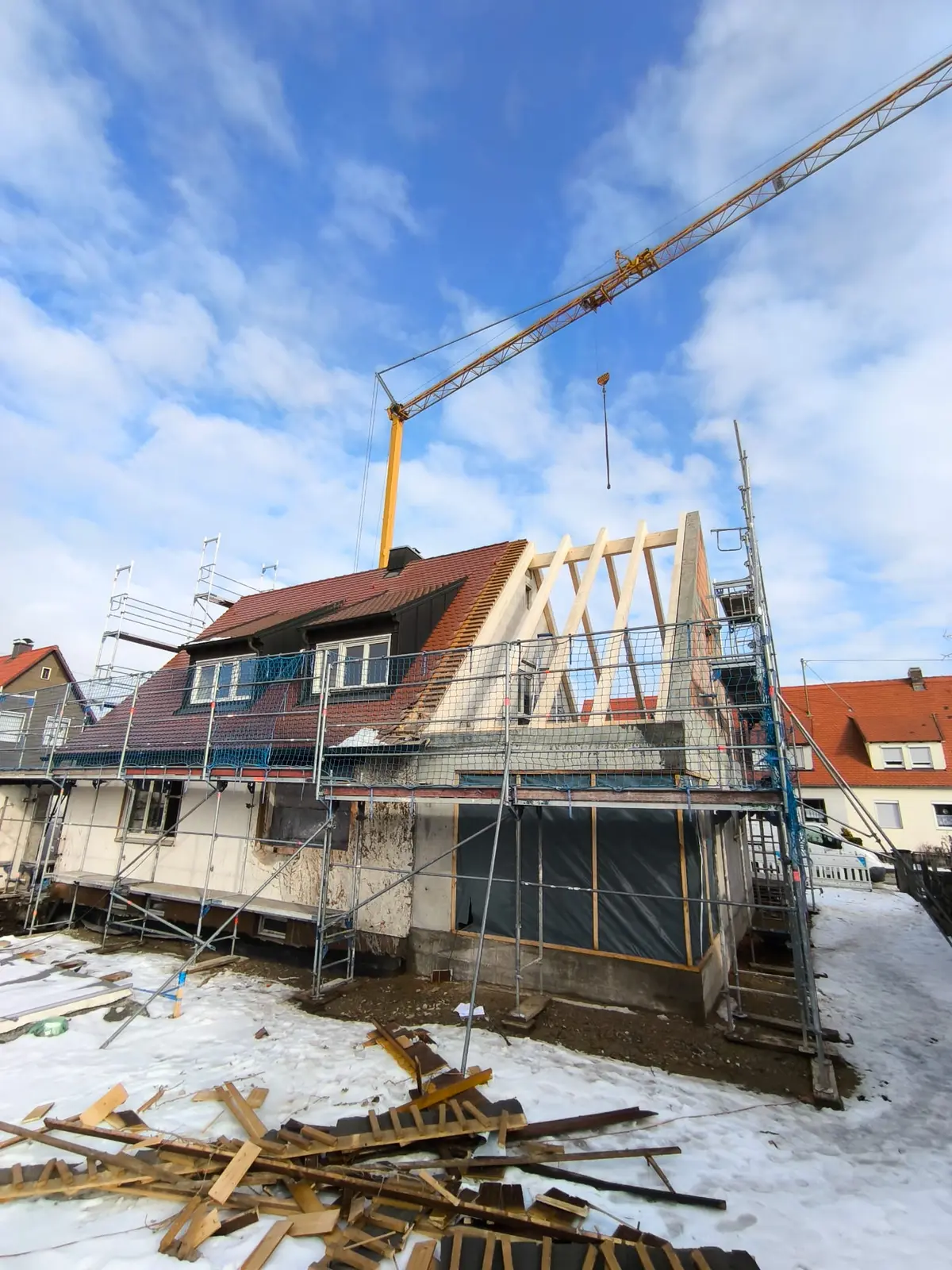 Thermische Dachsanierung, Einfamilienhaus in Kissing vorher
