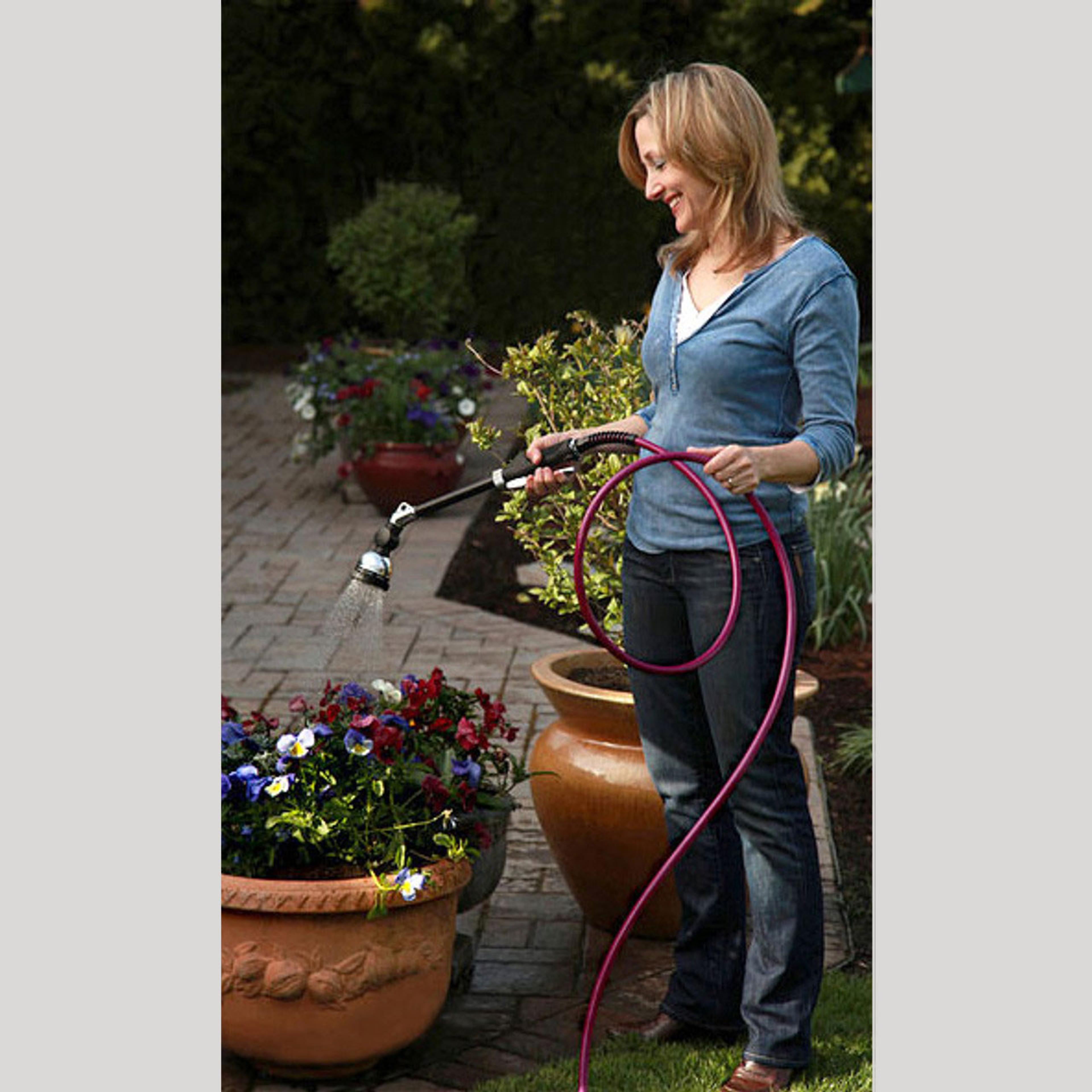 Woman watering flowers