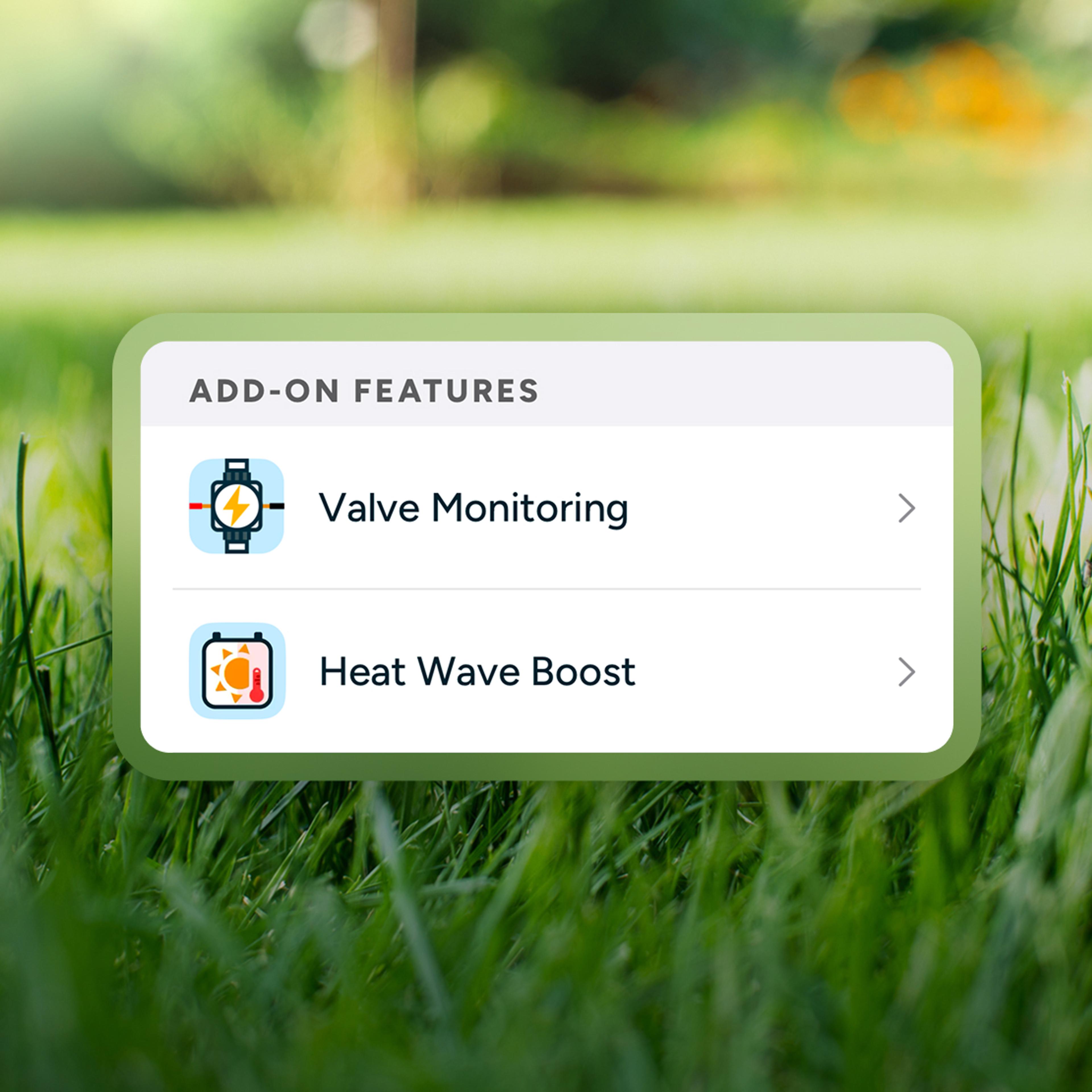 App screenshot highlighting button to add Valve Monitoring in the app