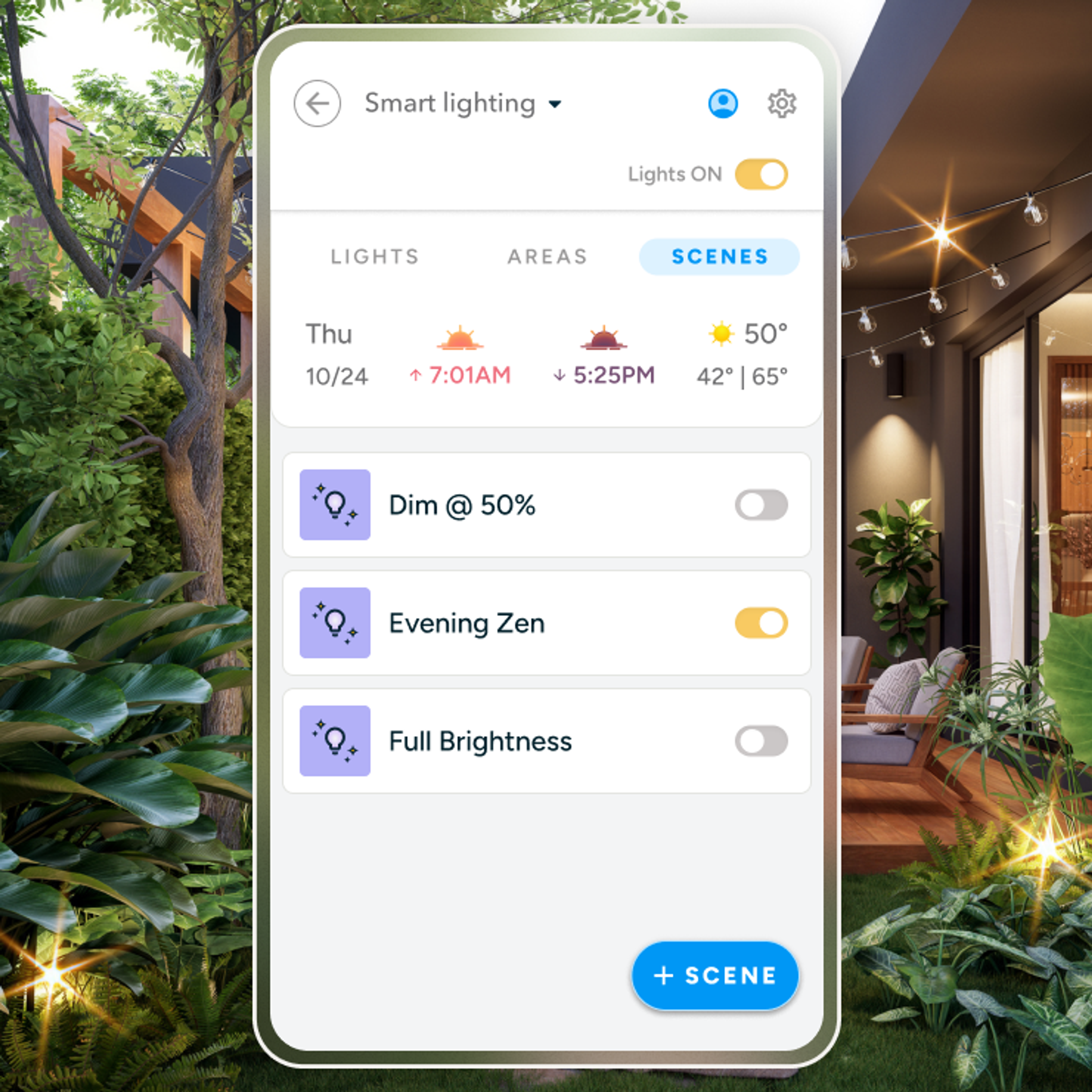 Scenes screen in Rachio App