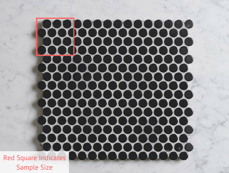 TC SAMPLE Broadwater Black Matte Penny Round Mosaic Sample