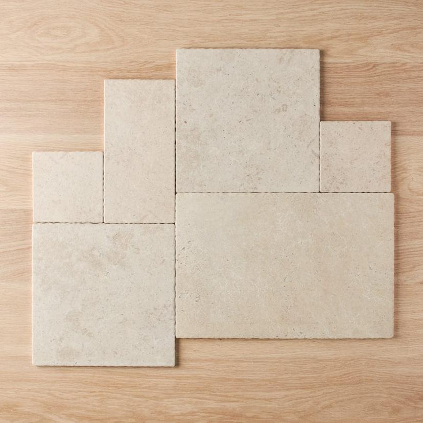 Seaforth French Pattern Travertine Look Beige Matte Tile | TileCloud