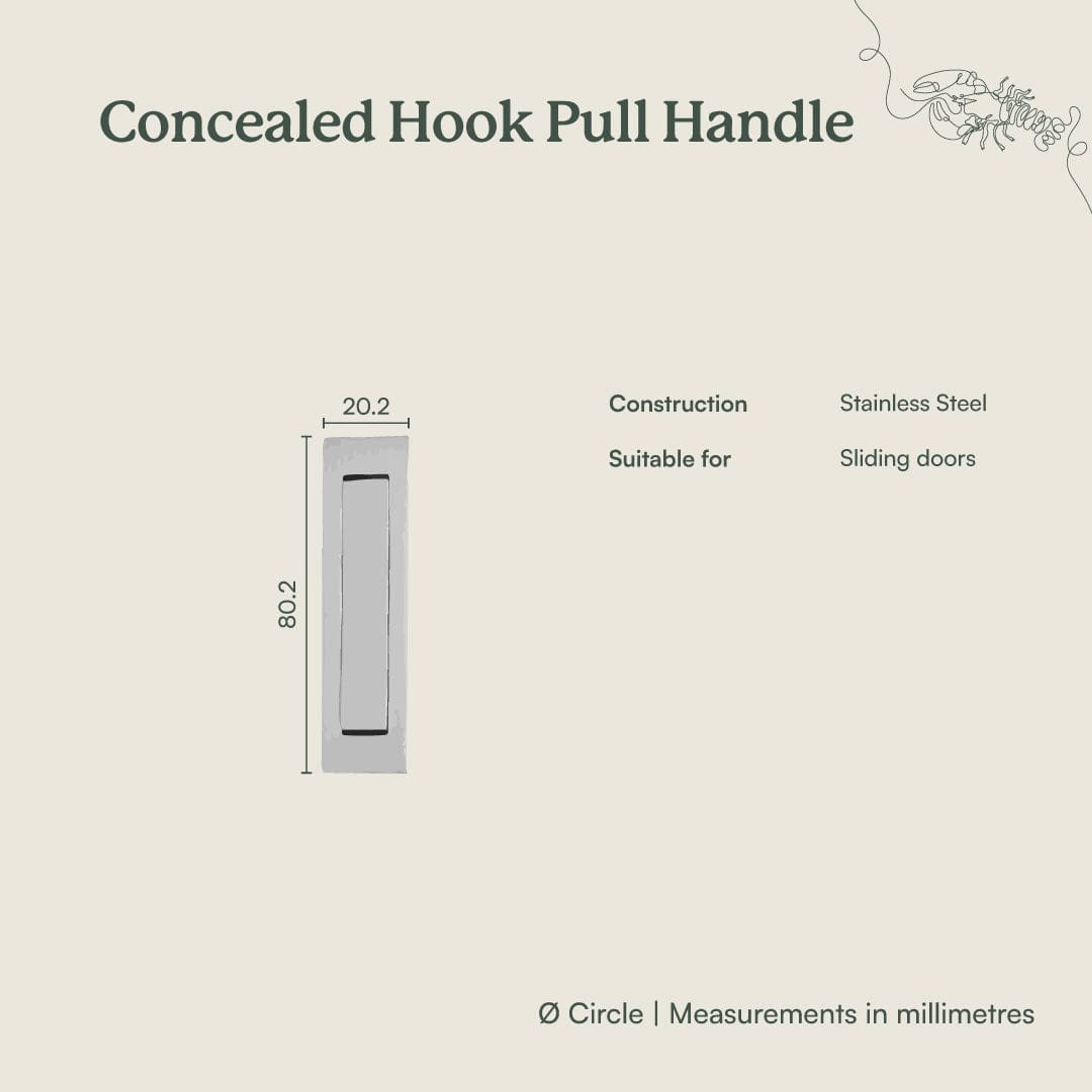 TileCloud TAPWARE Concealed Hook Pull Handle Warm Brushed Nickel