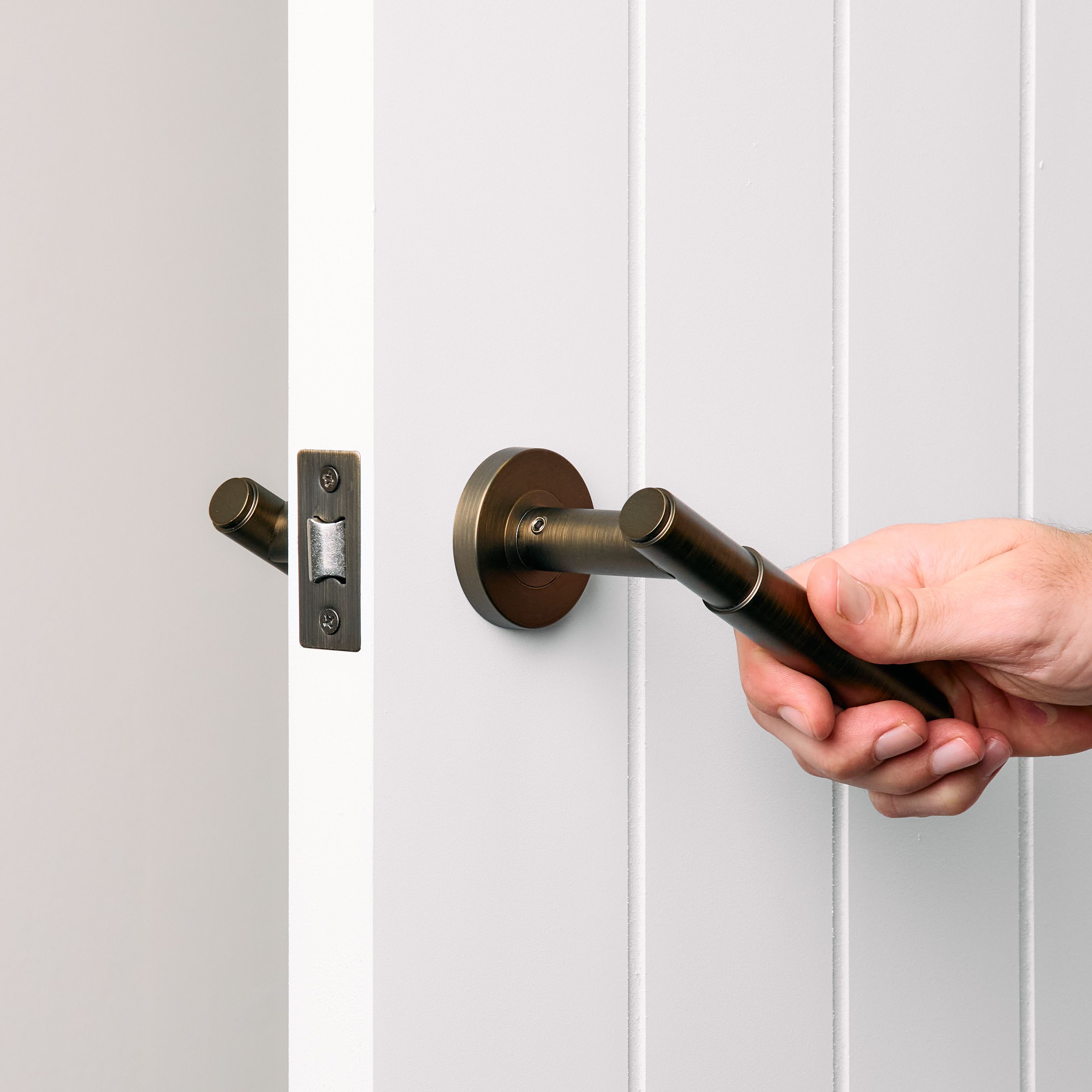 Melbourne Door Handle Antique Brass | TileCloud