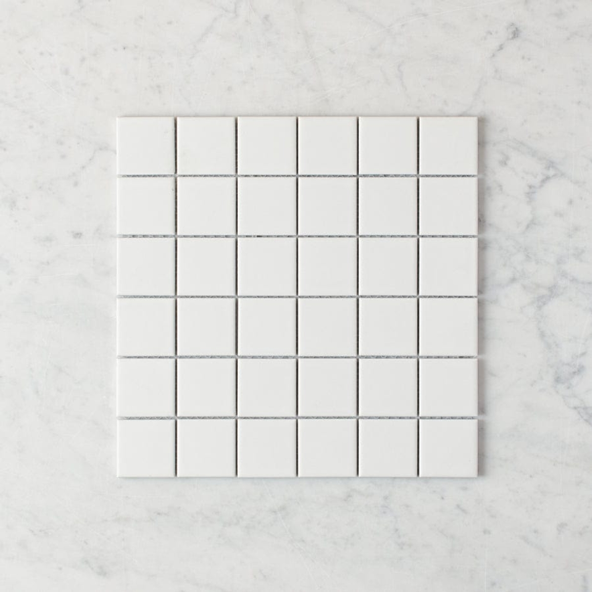 Haddon White Matte Medium Square Tile | TileCloud