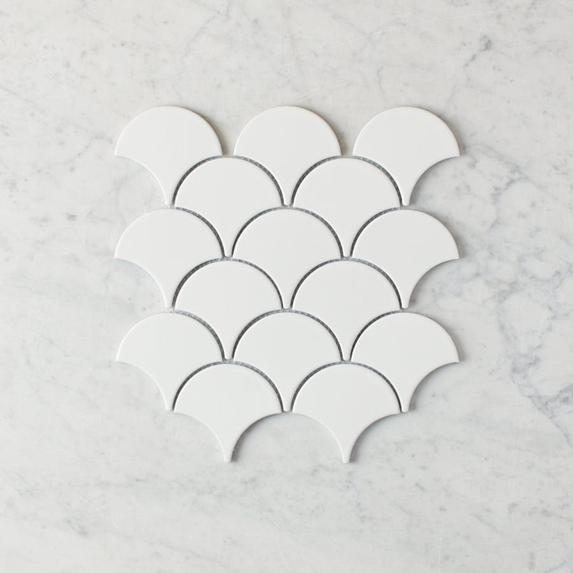 Coral Bay Matte White Fish Scale Tile | TileCloud