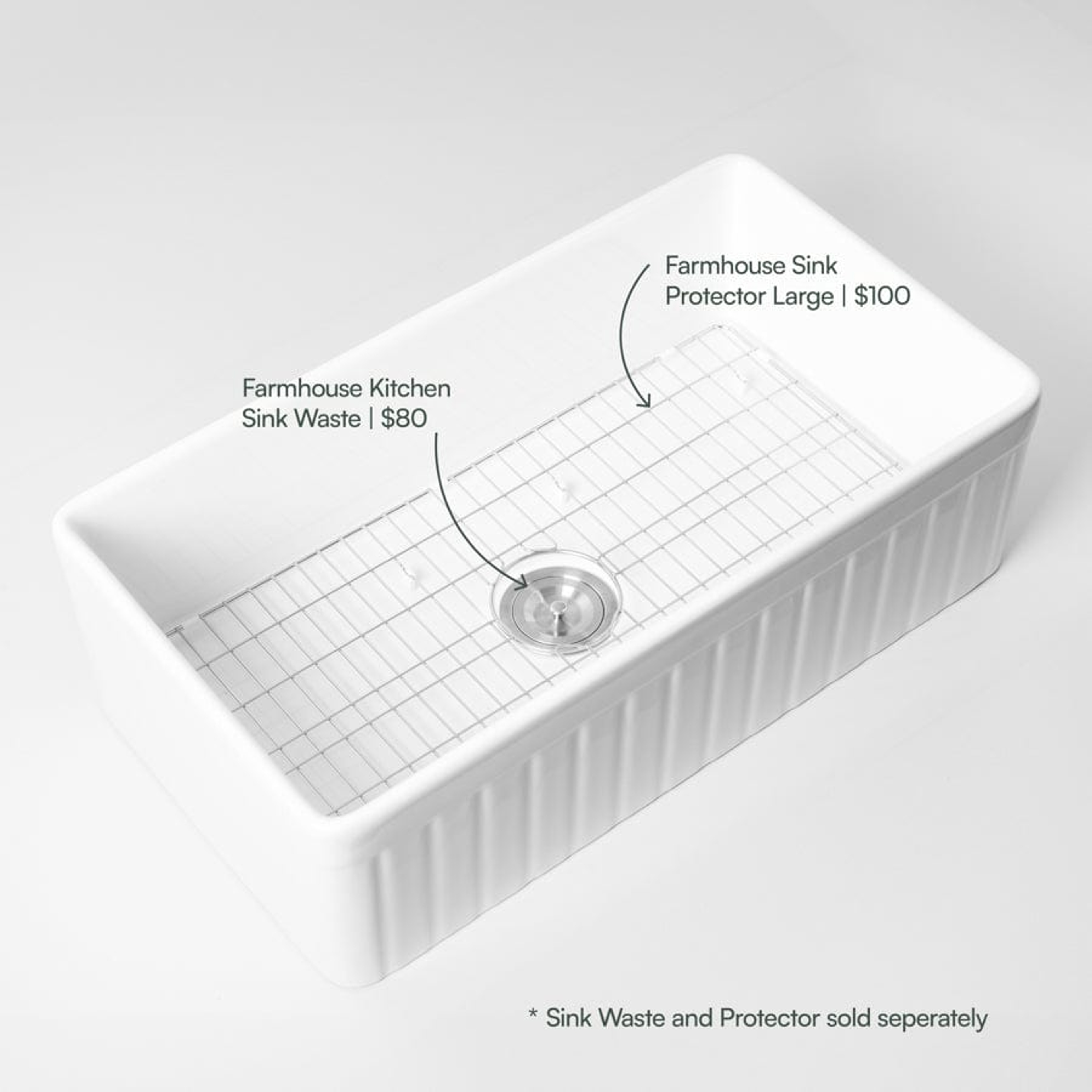 TileCloud BATHWARE Farmhouse Sink Protector Large