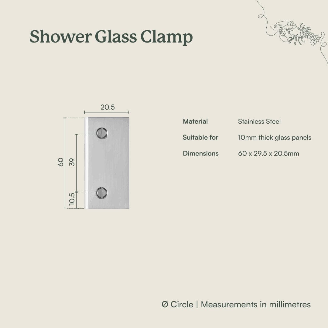 Yabby TAPWARE Shower Glass Clamp Antique Brass