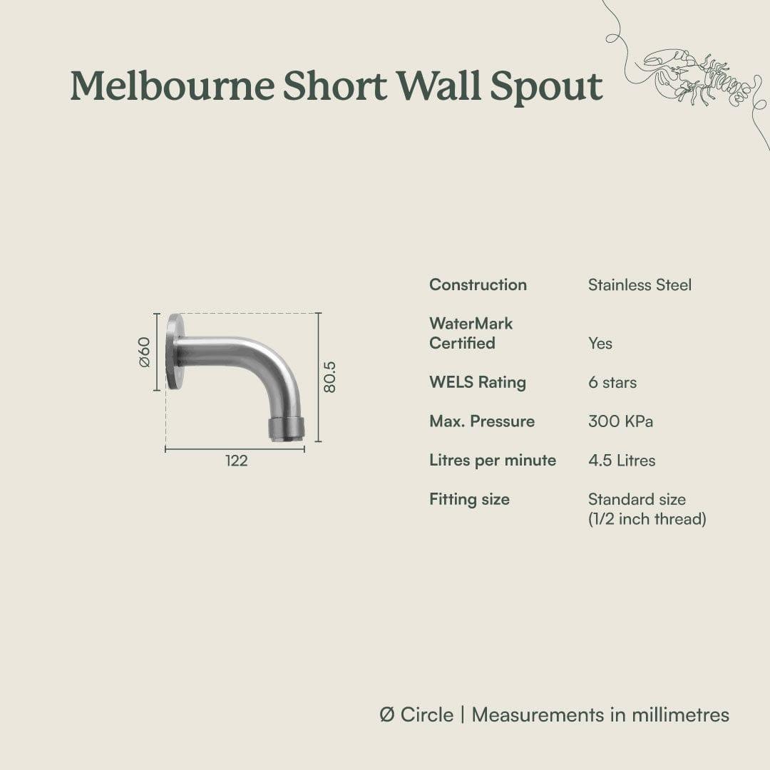 Yabby TAPWARE Melbourne Short Wall Spout Warm Brushed Nickel