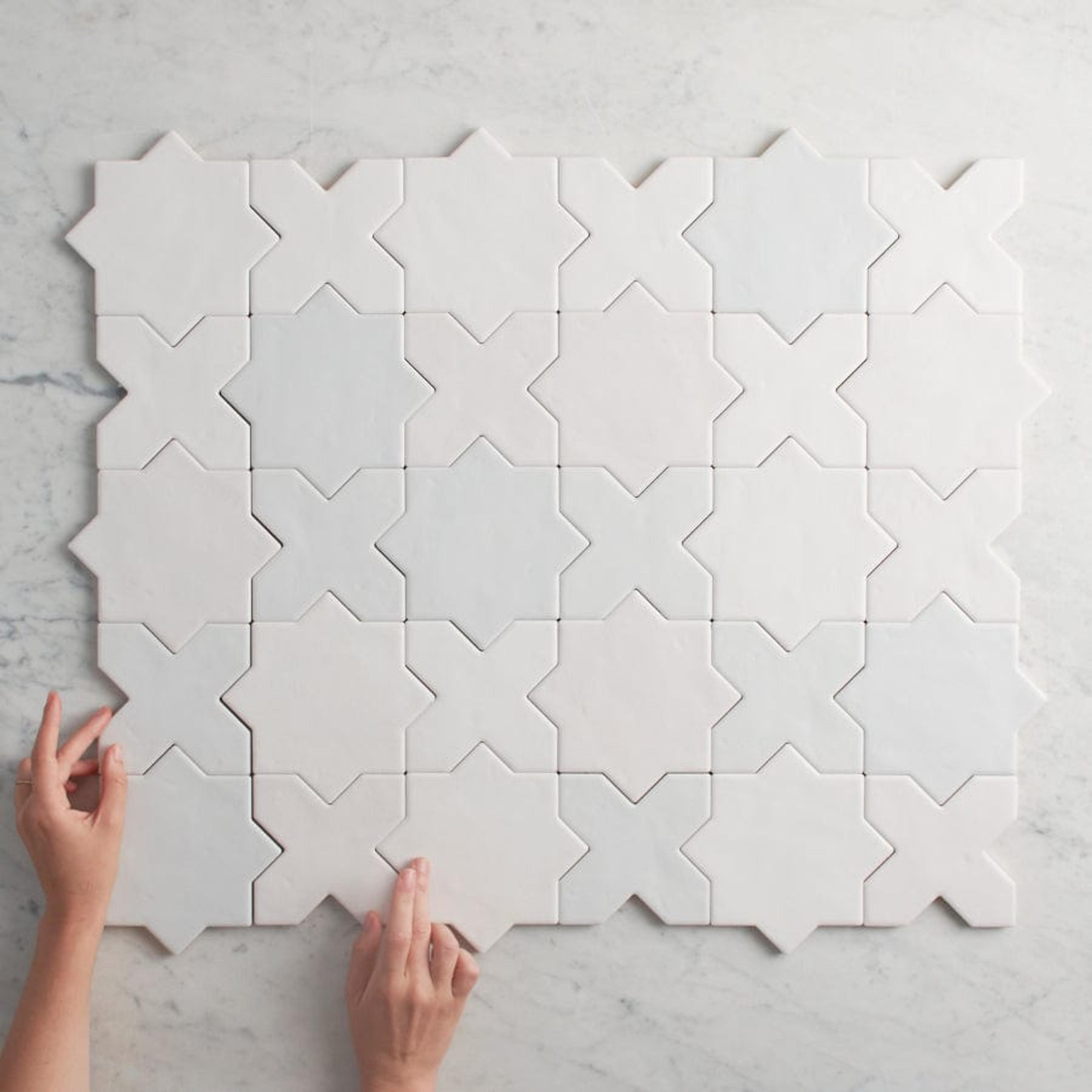 TileCloud TILE Mosman Matte Mixed White Star & Cross Tile