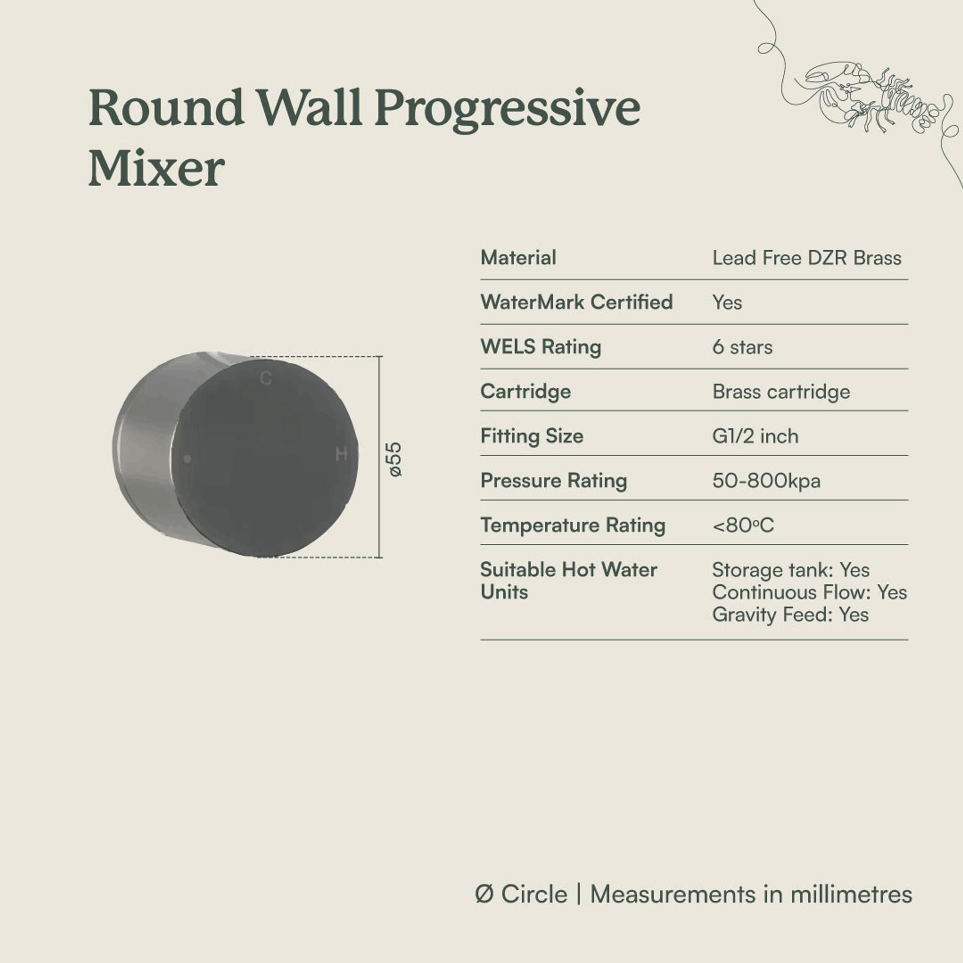 Round Wall Progressive Mixer Gunmetal | Yabby Tapware