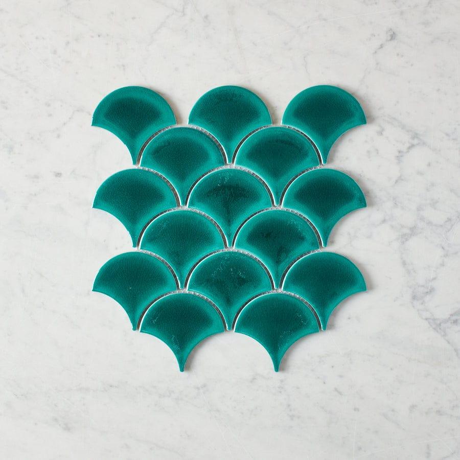 Pacific Greenwood TILE Coral Bay Gloss Teal Fish Scale Tile