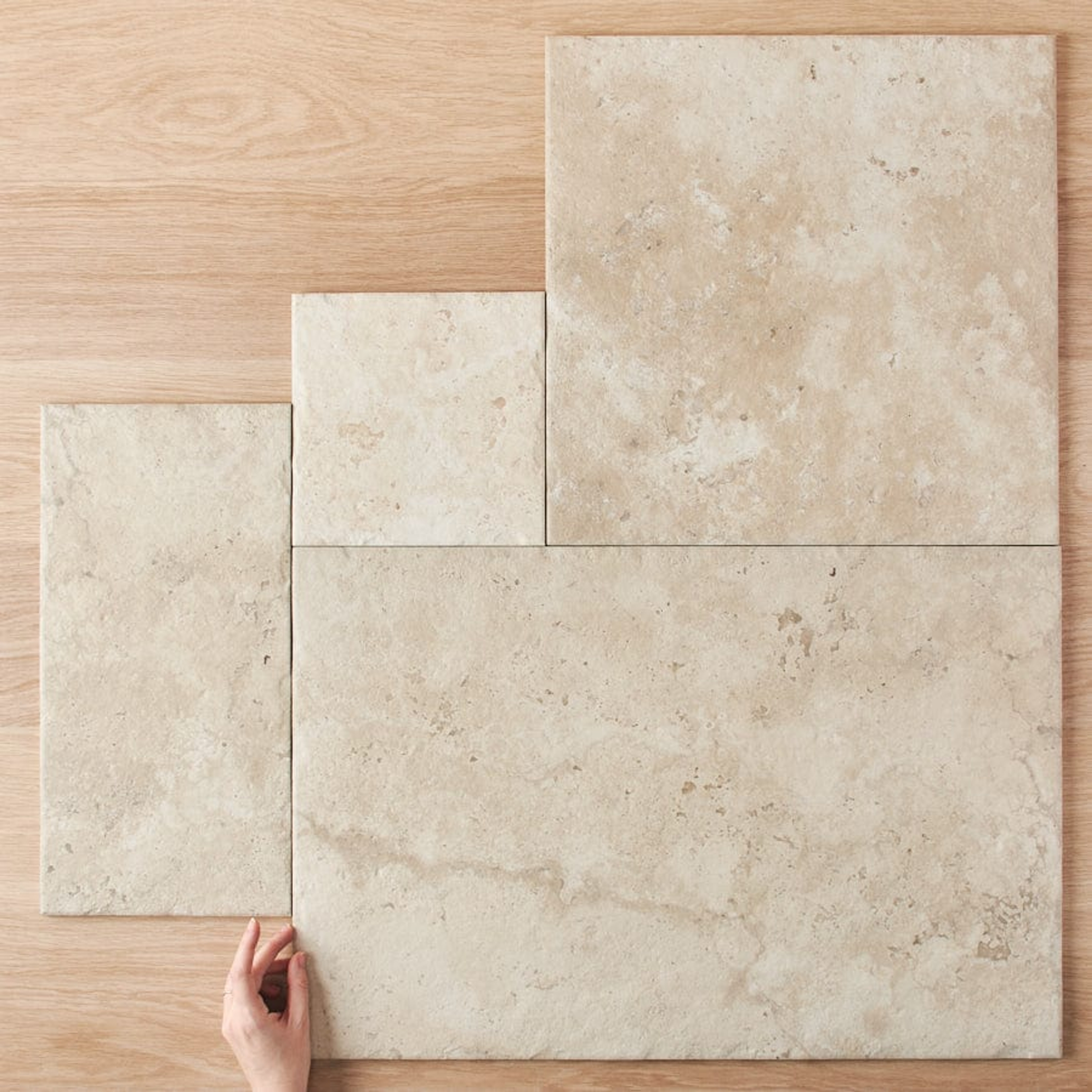 Fina Ceramics TILE Annangrove French Pattern Ivory External Travertine Look Tile