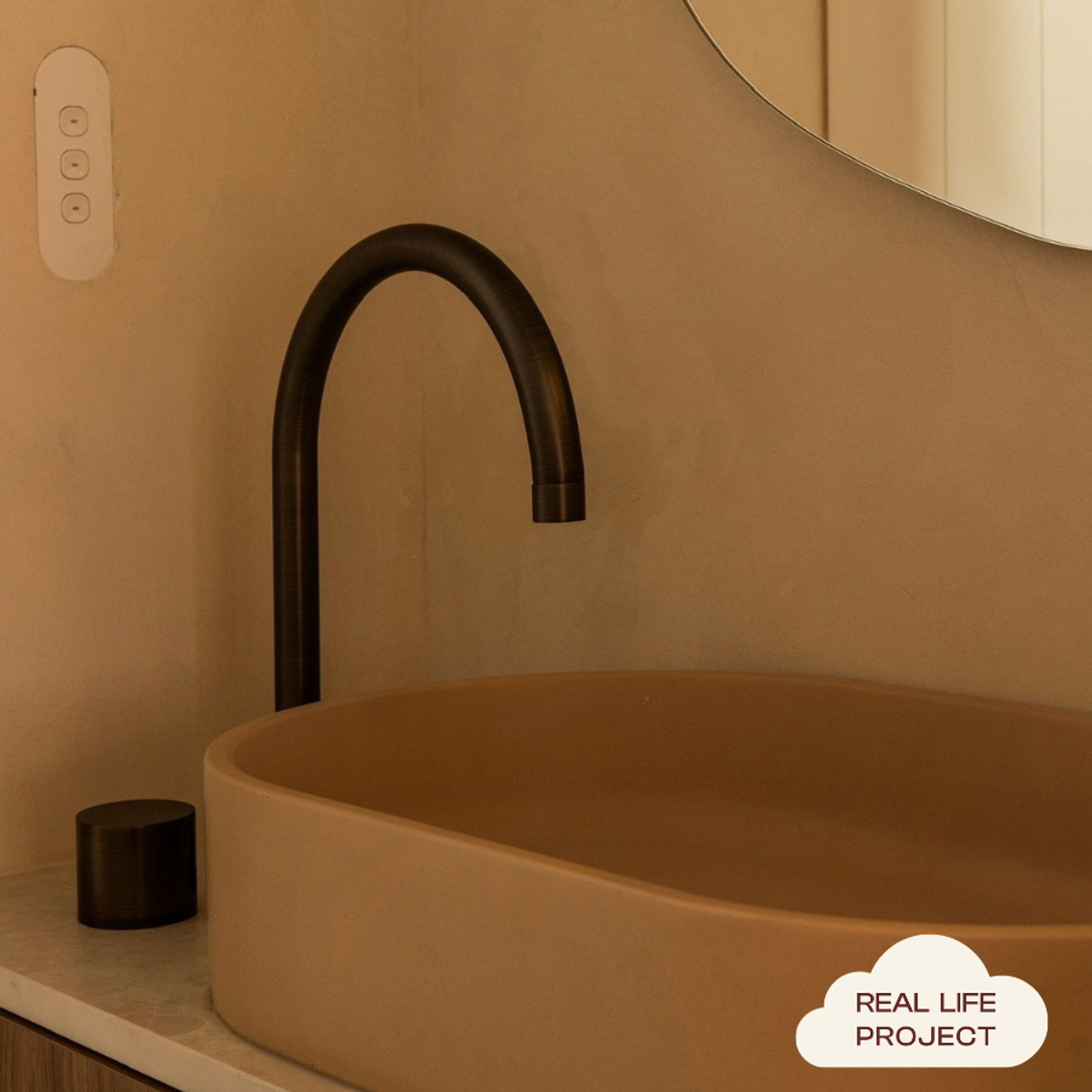 Sydney Basin Spout + Benchtop Progressive Mixer Antique Brass | TileCloud