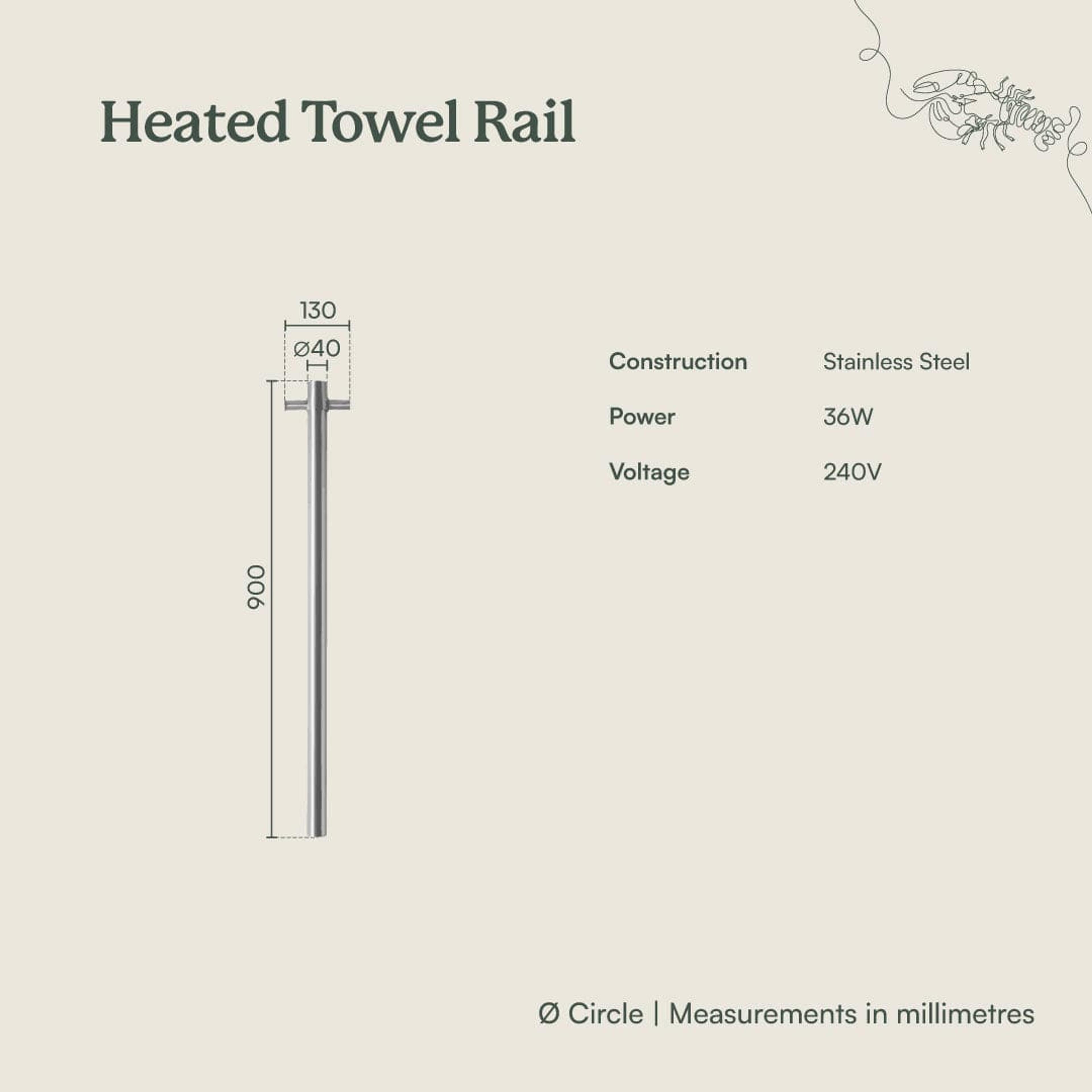 TileCloud TAPWARE Heated Towel Rail Brushed Brass