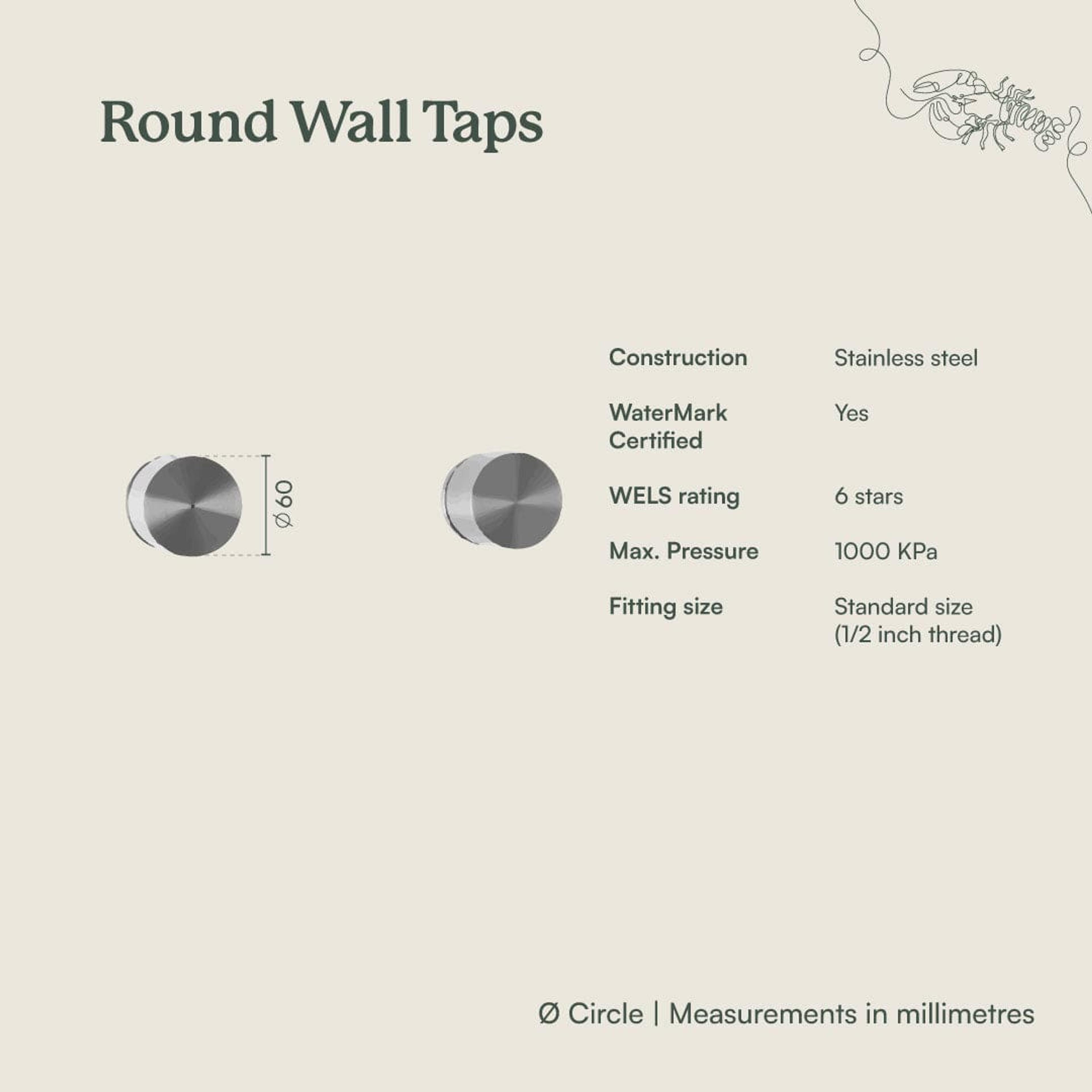 Yabby TAPWARE Round Taps Brushed Brass