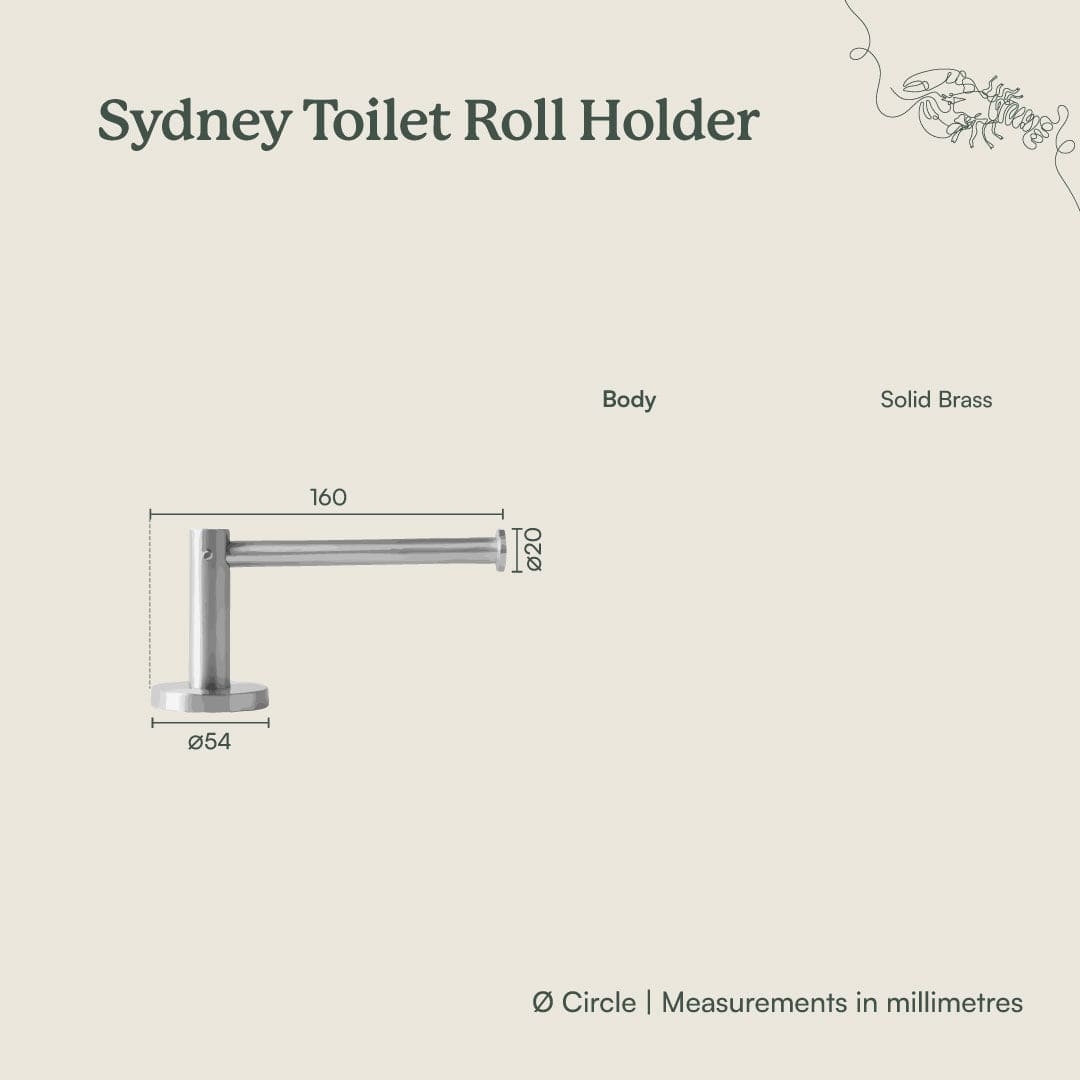 Yabby TAPWARE Sydney Toilet Roll Holder Warm Brushed Nickel