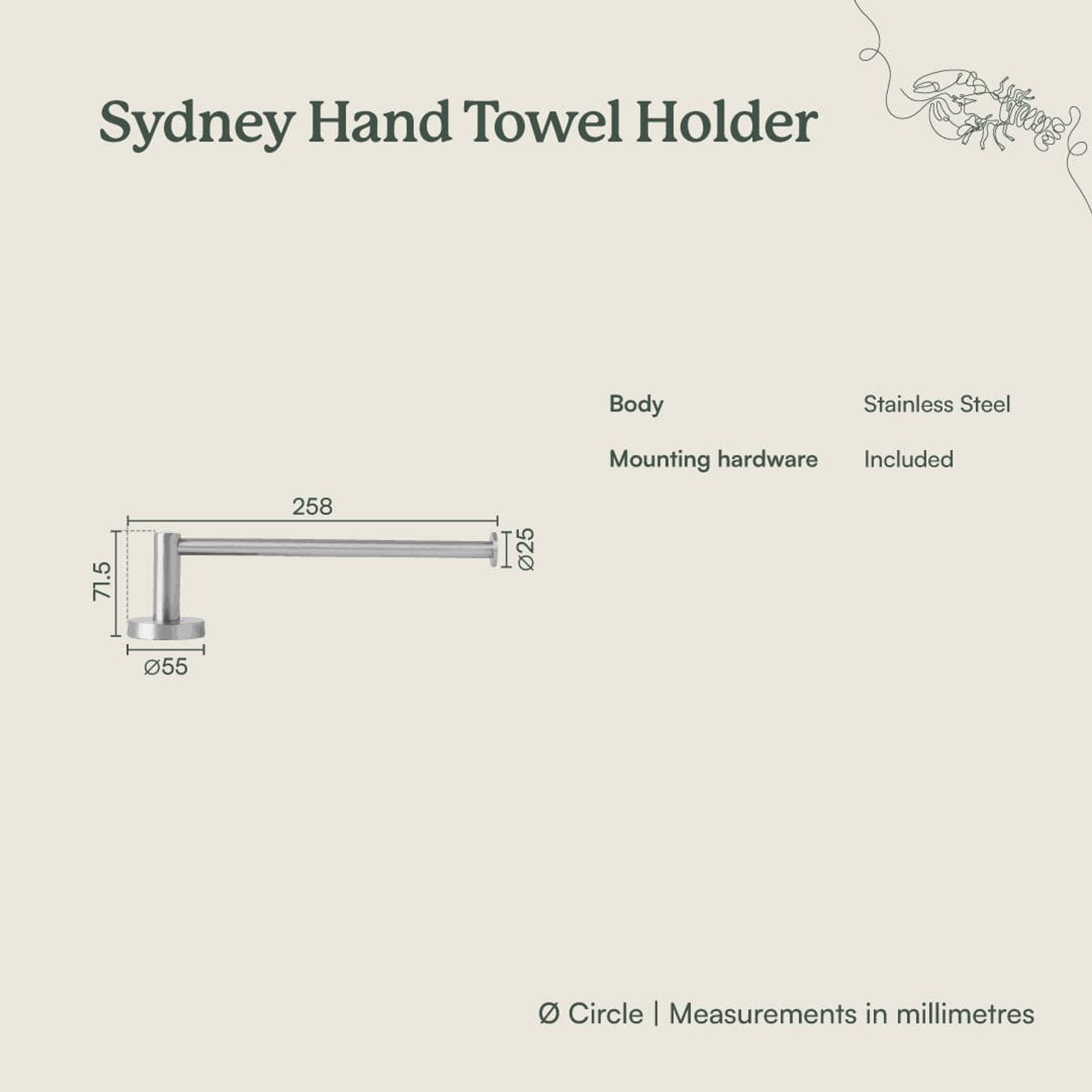 Yabby TAPWARE Sydney Hand Towel Holder Antique Brass