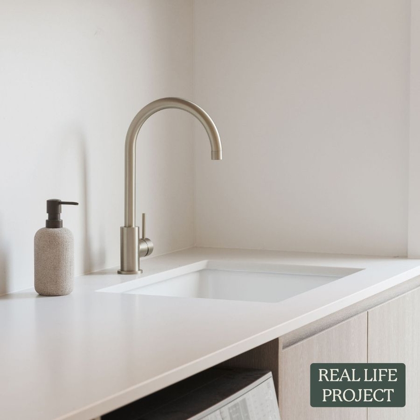 Sydney Round Kitchen Mixer Warm Brushed Nickel | Yabby