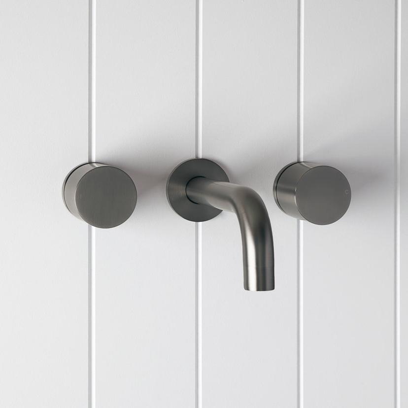 Wall Spout + Round Wall Taps Gunmetal | Yabby