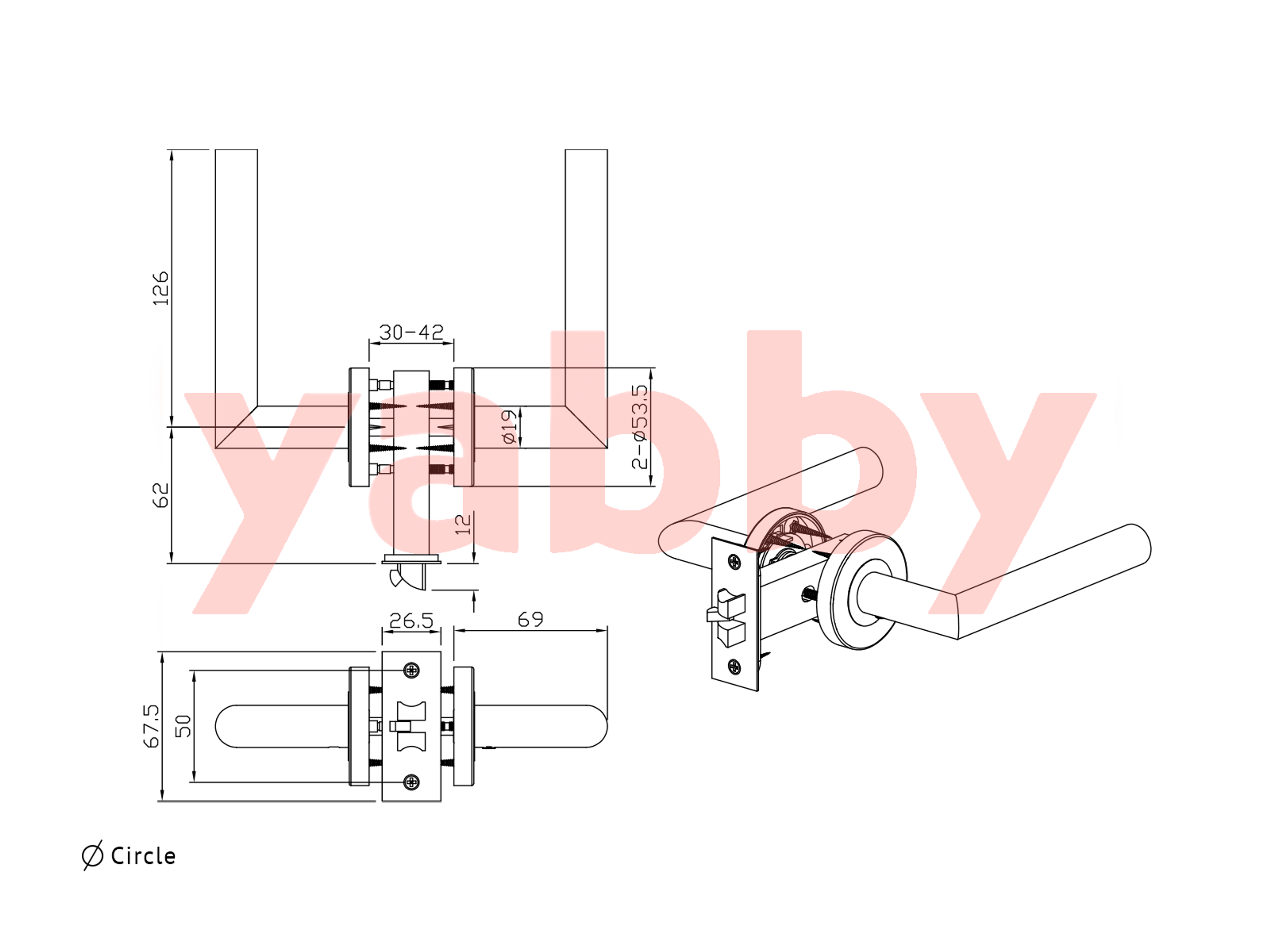 Yabby TAPWARE Sydney Door Handle Antique Brass